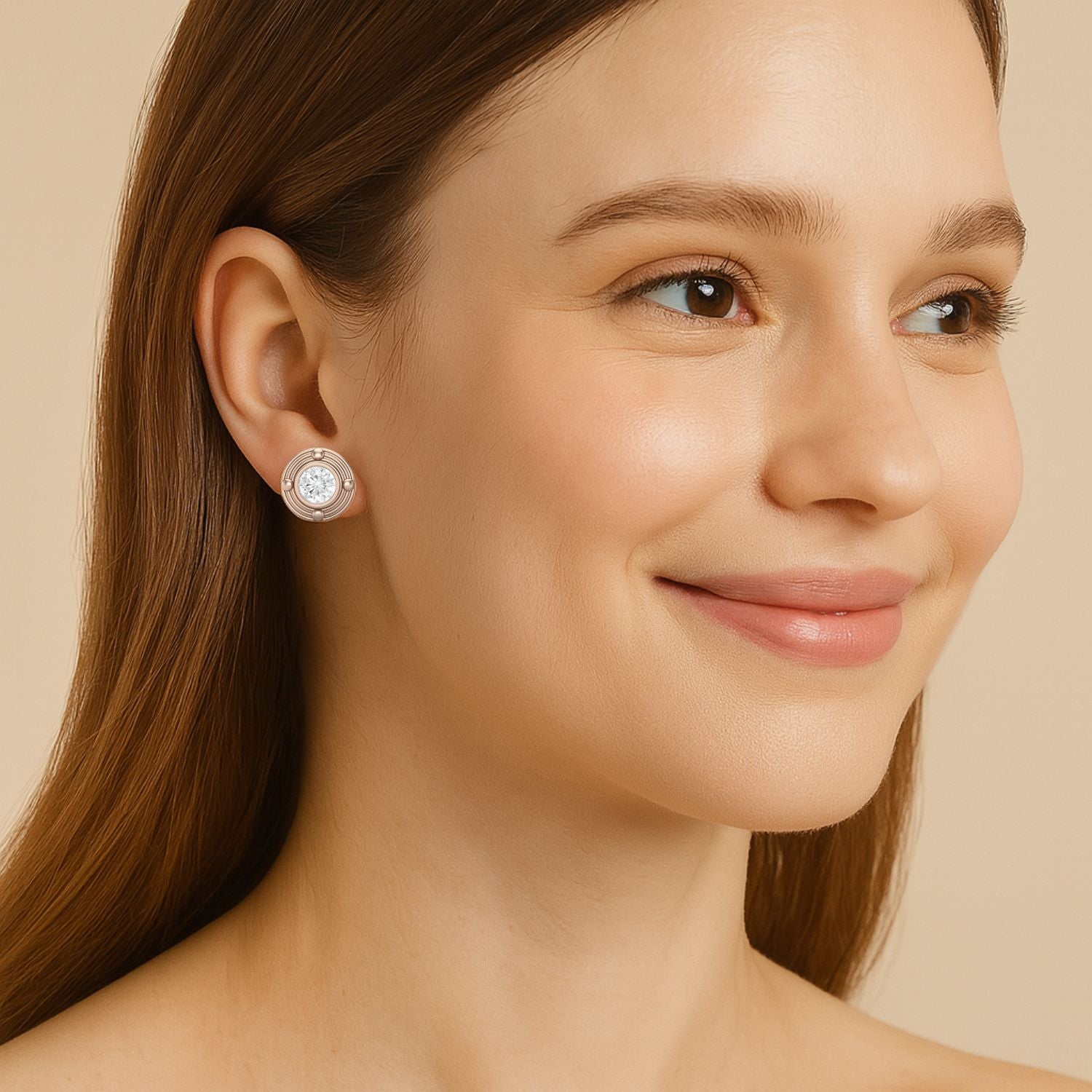 Moissanite Modern Orbital Design Stud Earrings – Sterling Silver