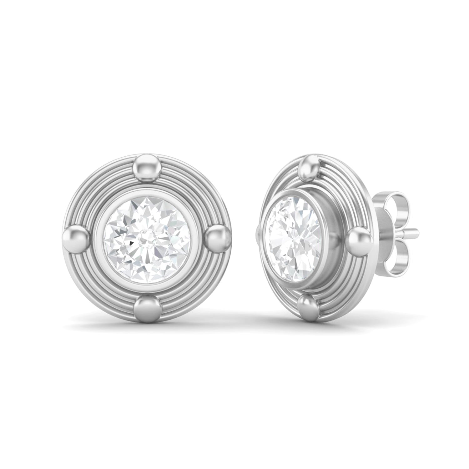 Moissanite Modern Orbital Design Stud Earrings – Sterling Silver