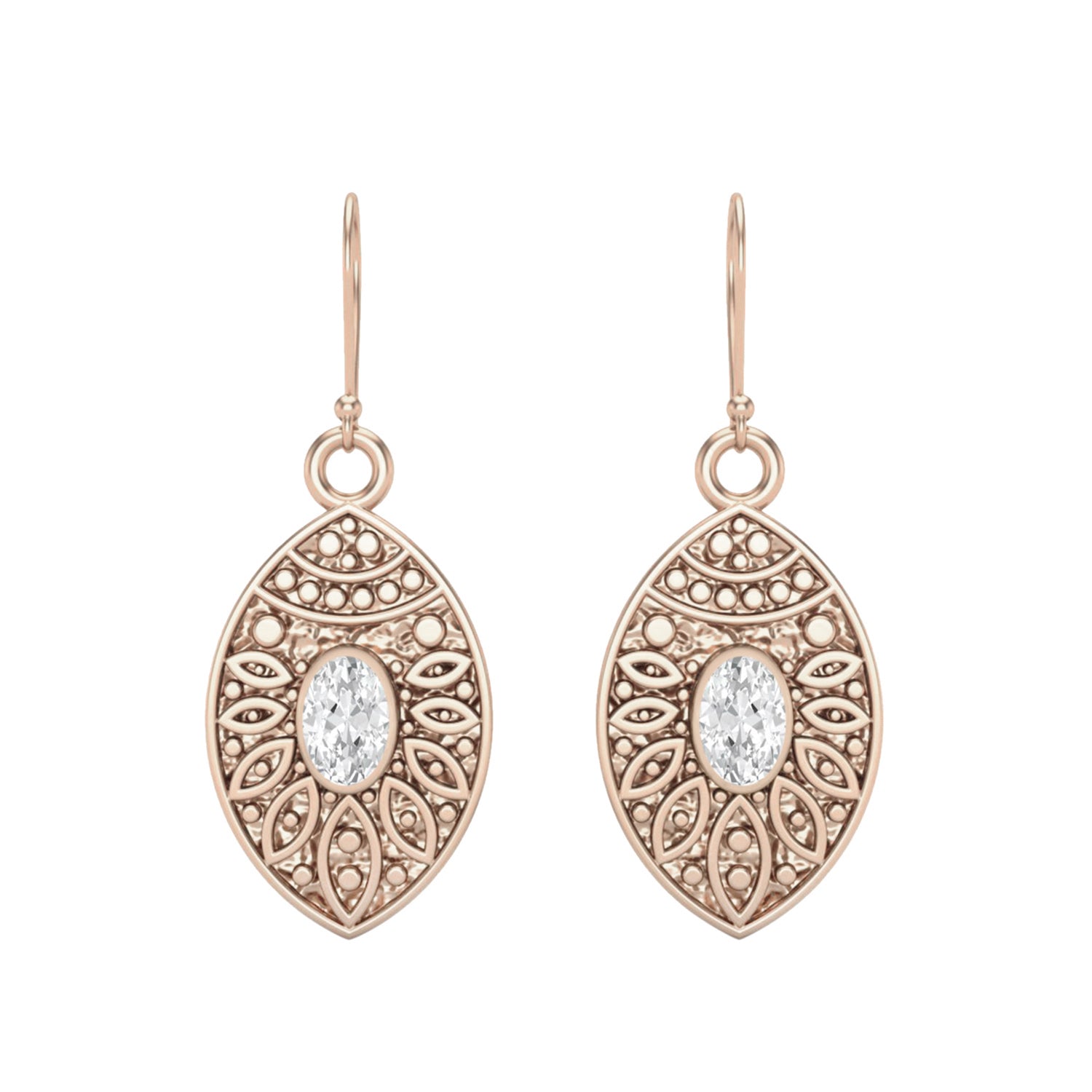 Moissanite Filigree Dangle Design Earrings – Sterling Silver