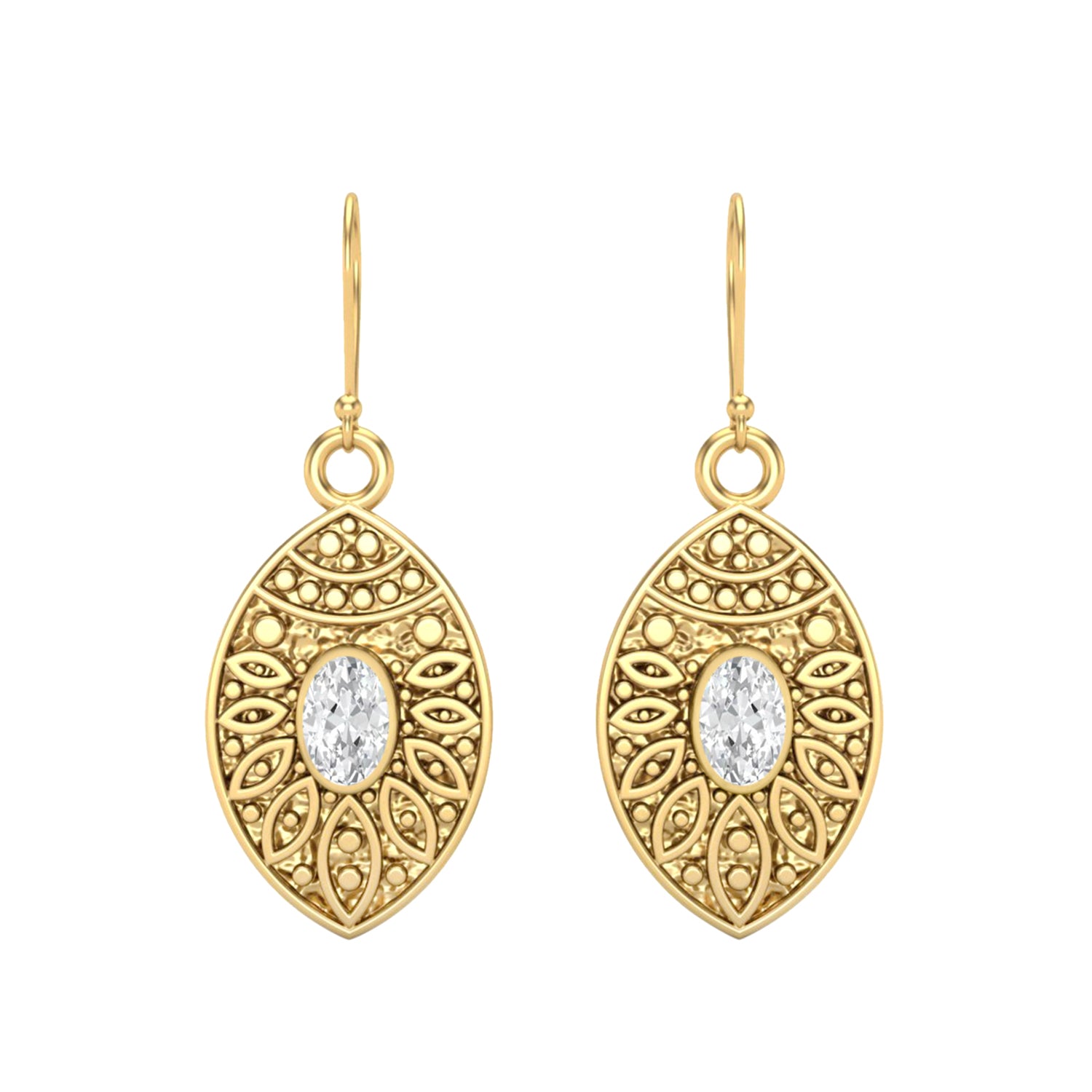 Moissanite Filigree Dangle Design Earrings – Sterling Silver
