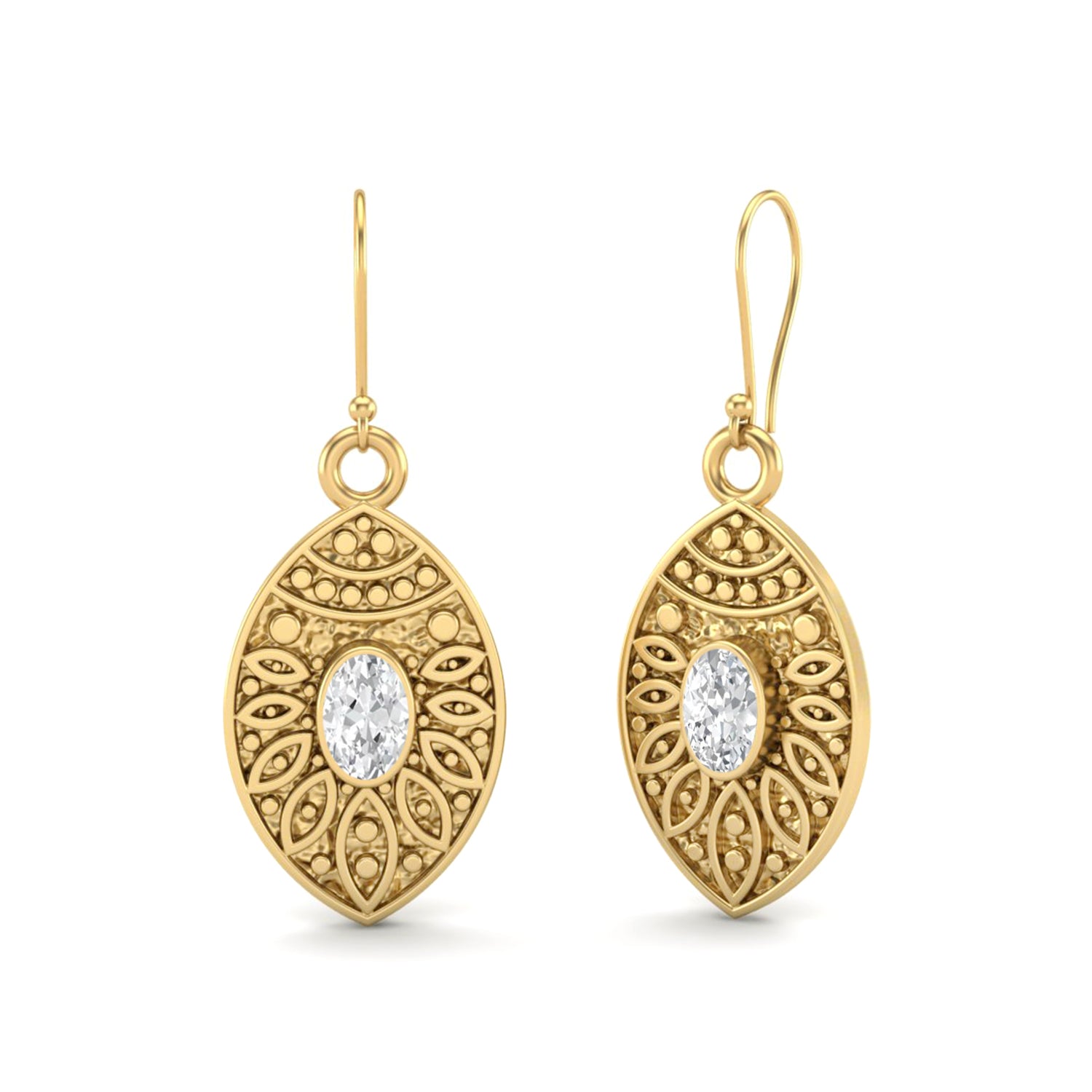 Moissanite Filigree Dangle Design Earrings – Sterling Silver