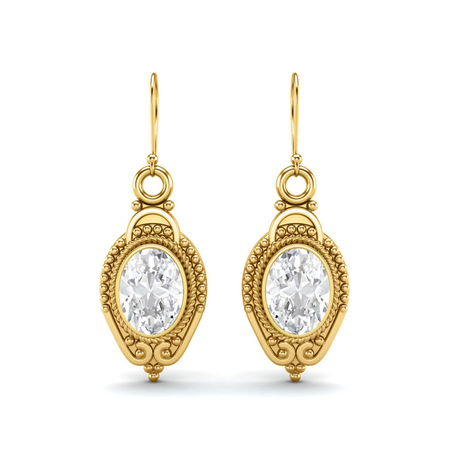 Moissanite Vintage Milgrain Drop Design Earrings – Sterling Silver
