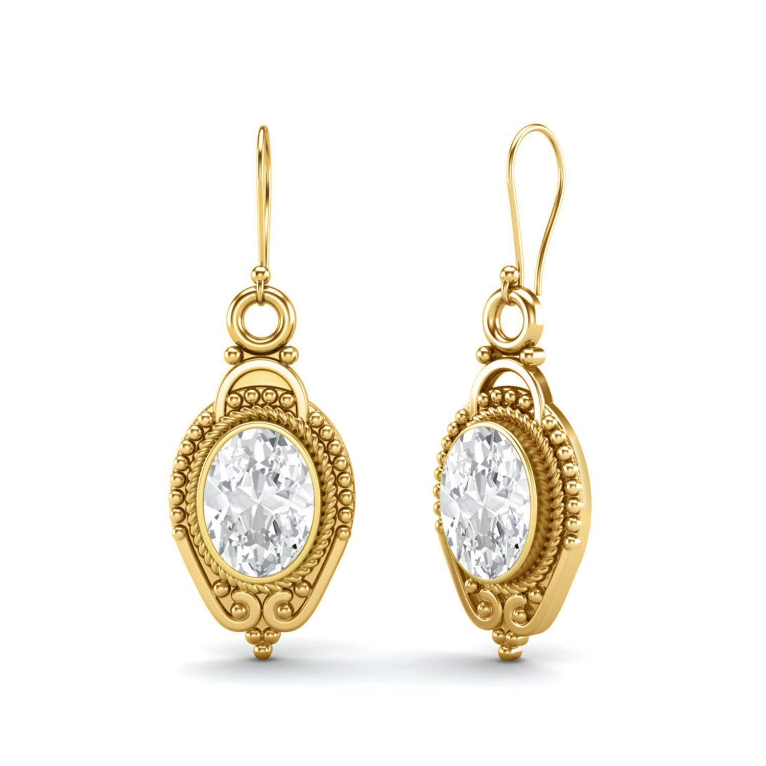 Moissanite Vintage Milgrain Drop Design Earrings – Sterling Silver