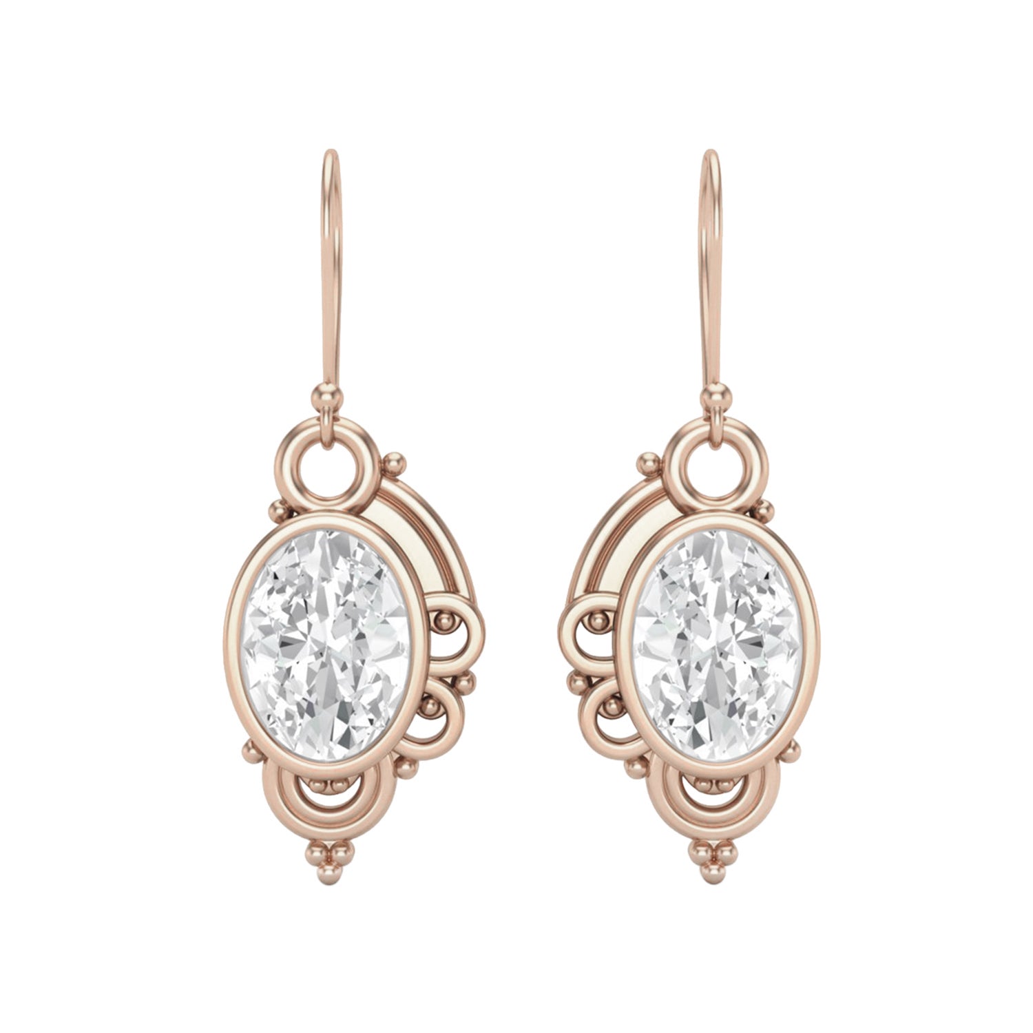 Moissanite Vintage Scrollwork Drop Earrings – Sterling Silver