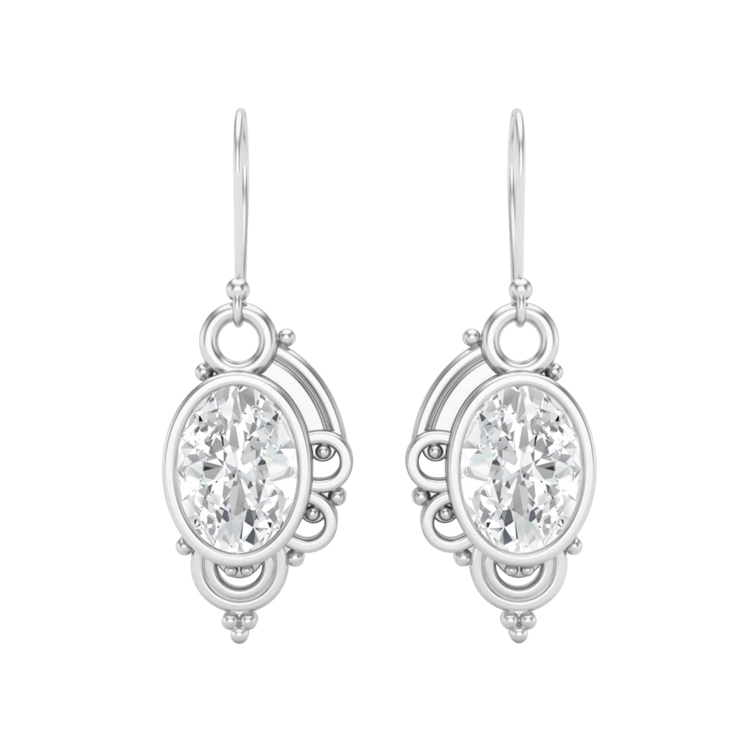 Moissanite Vintage Scrollwork Drop Earrings – Sterling Silver