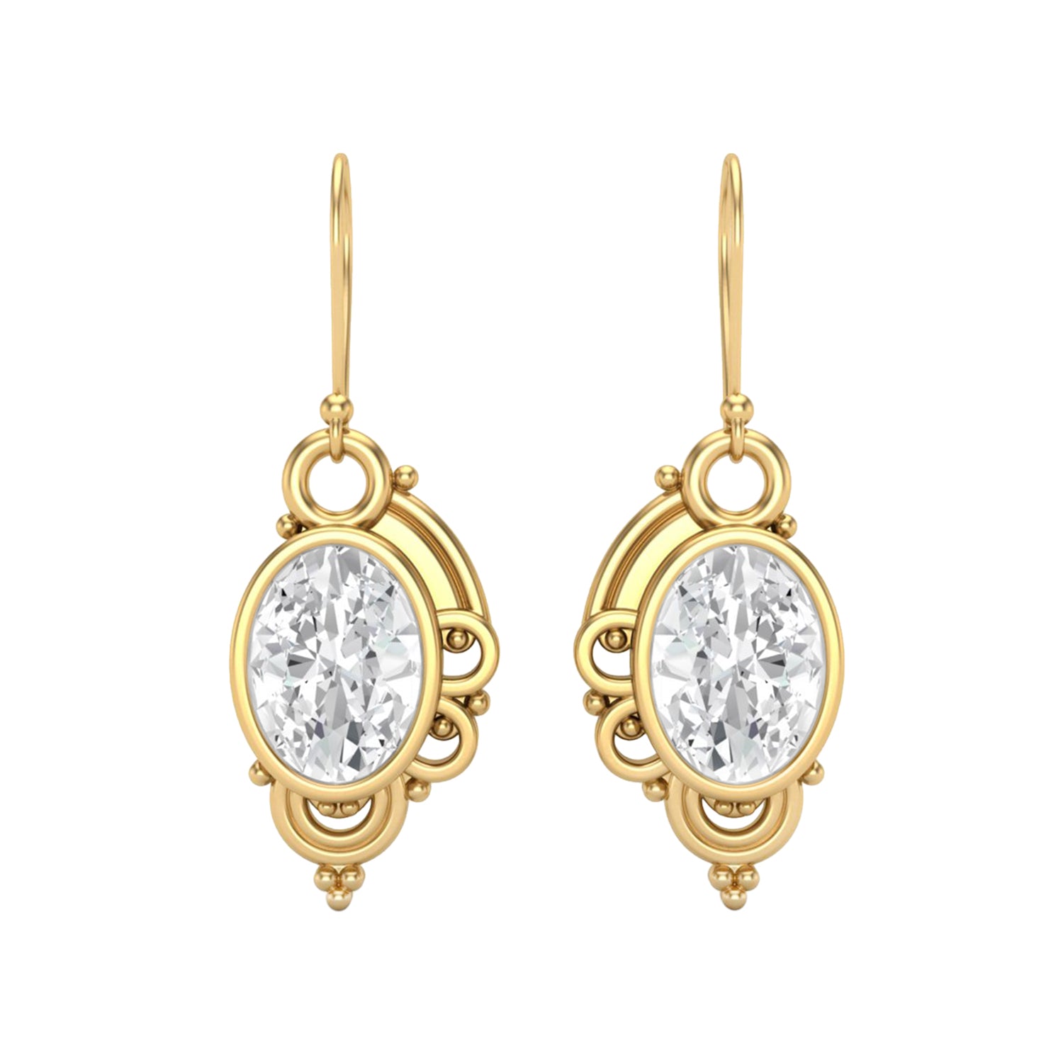 Moissanite Vintage Scrollwork Drop Earrings – Sterling Silver
