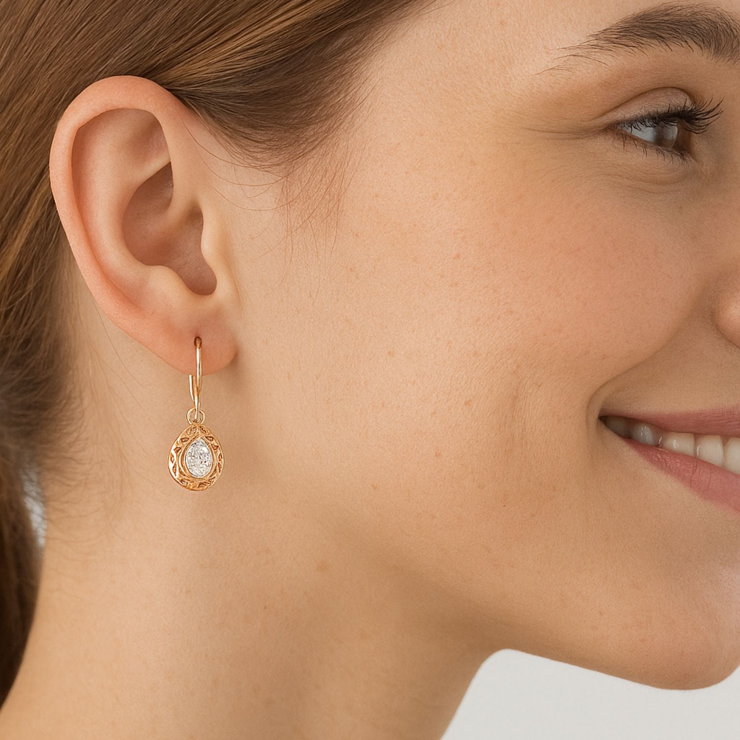 Moissanite Filigree Teardrop Dangle Earrings – Sterling Silver