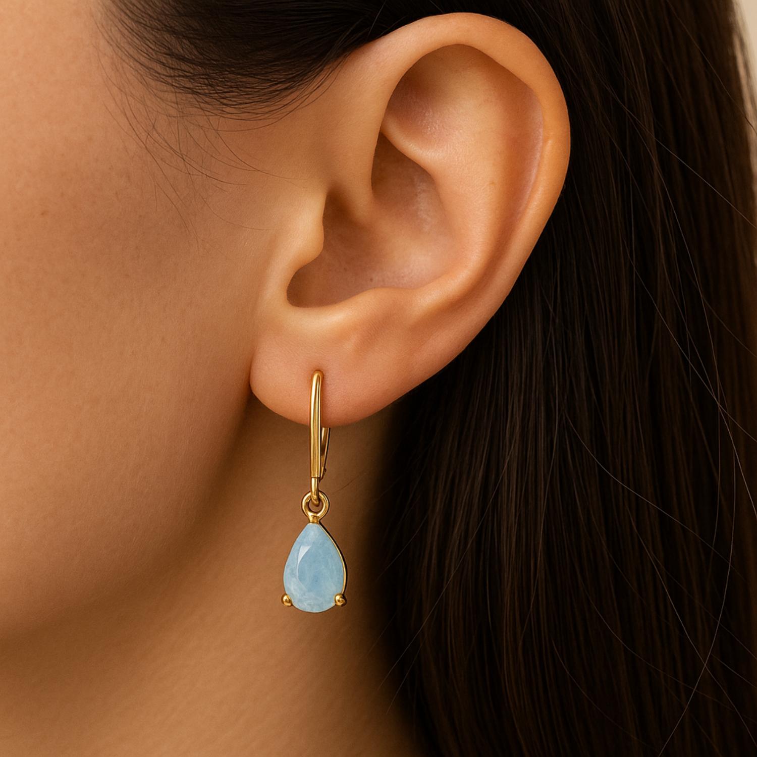 Larimar Teardrop Earrings - Sterling Silver