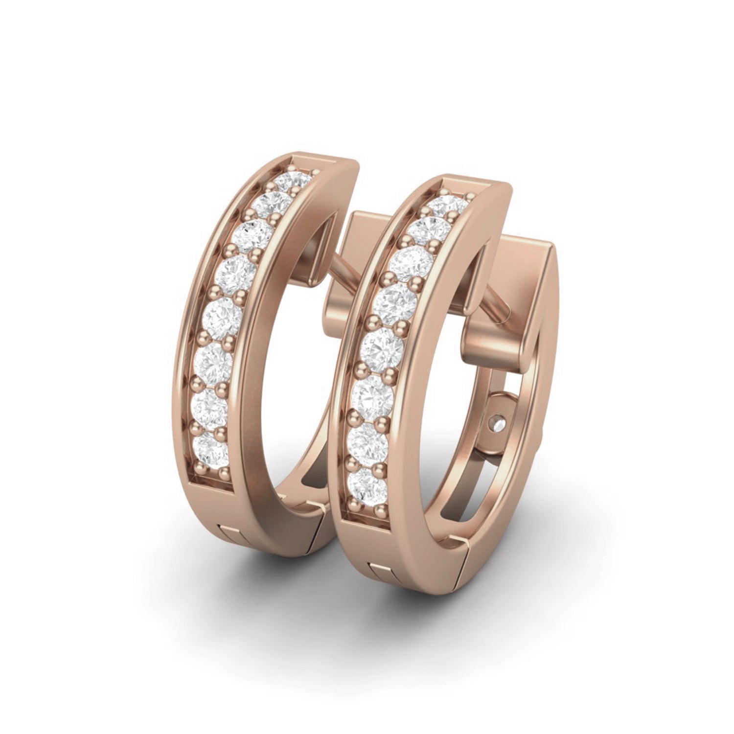 Orecchini a cerchio classici con moissanite incastonata a canale – Argento Sterling