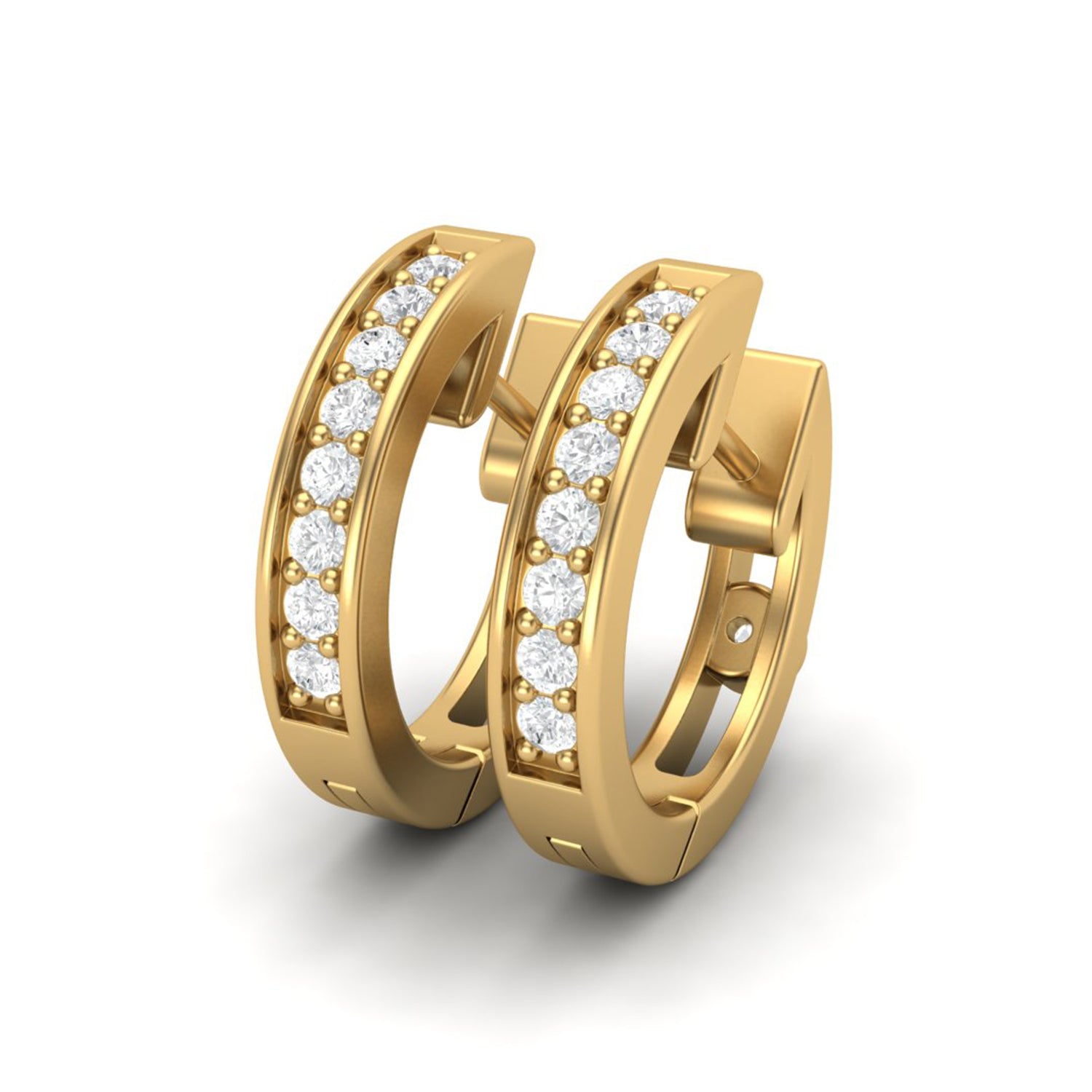 Orecchini a cerchio classici con moissanite incastonata a canale – Argento Sterling