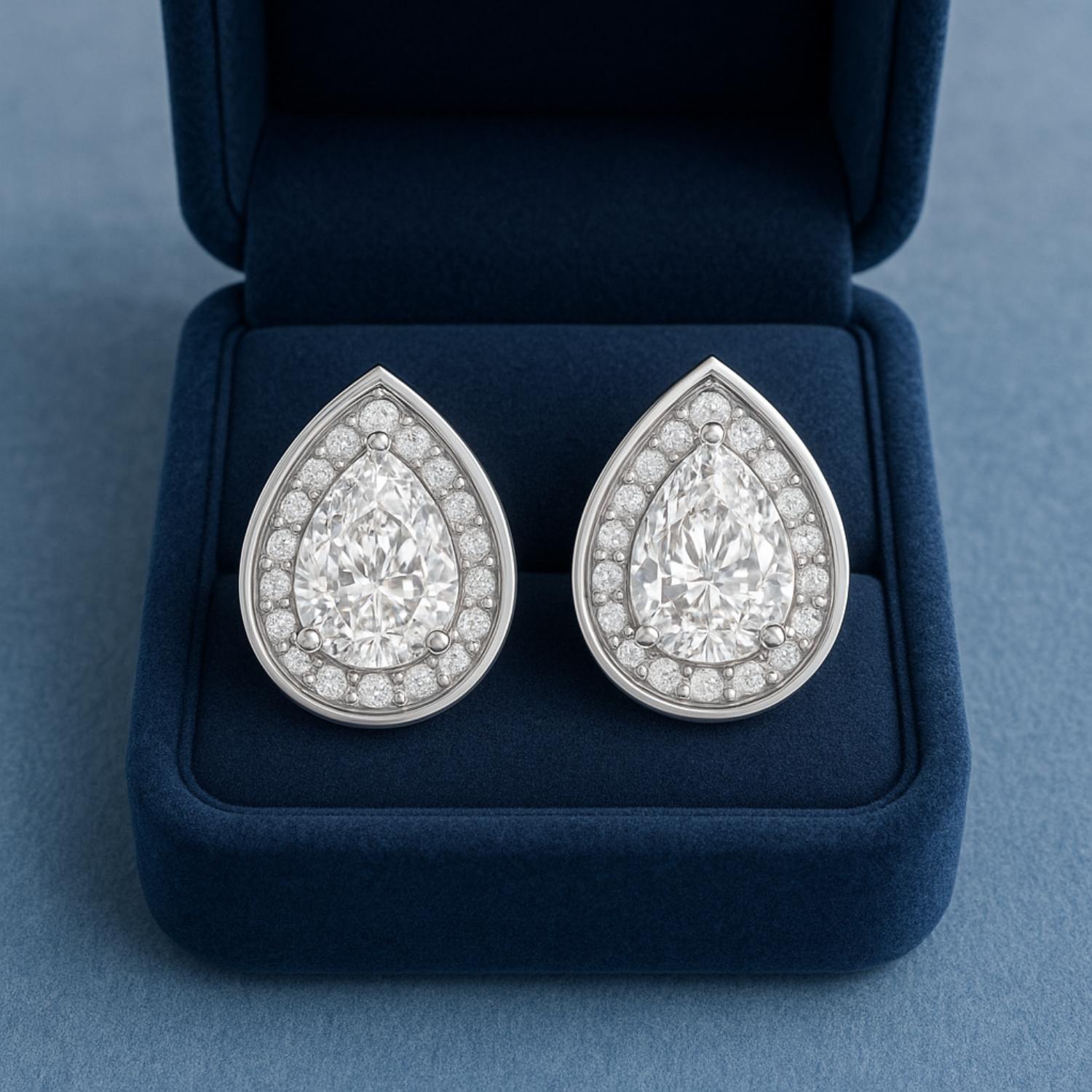 Pear Shape Moissanite Stud Earrings – Sterling Silver