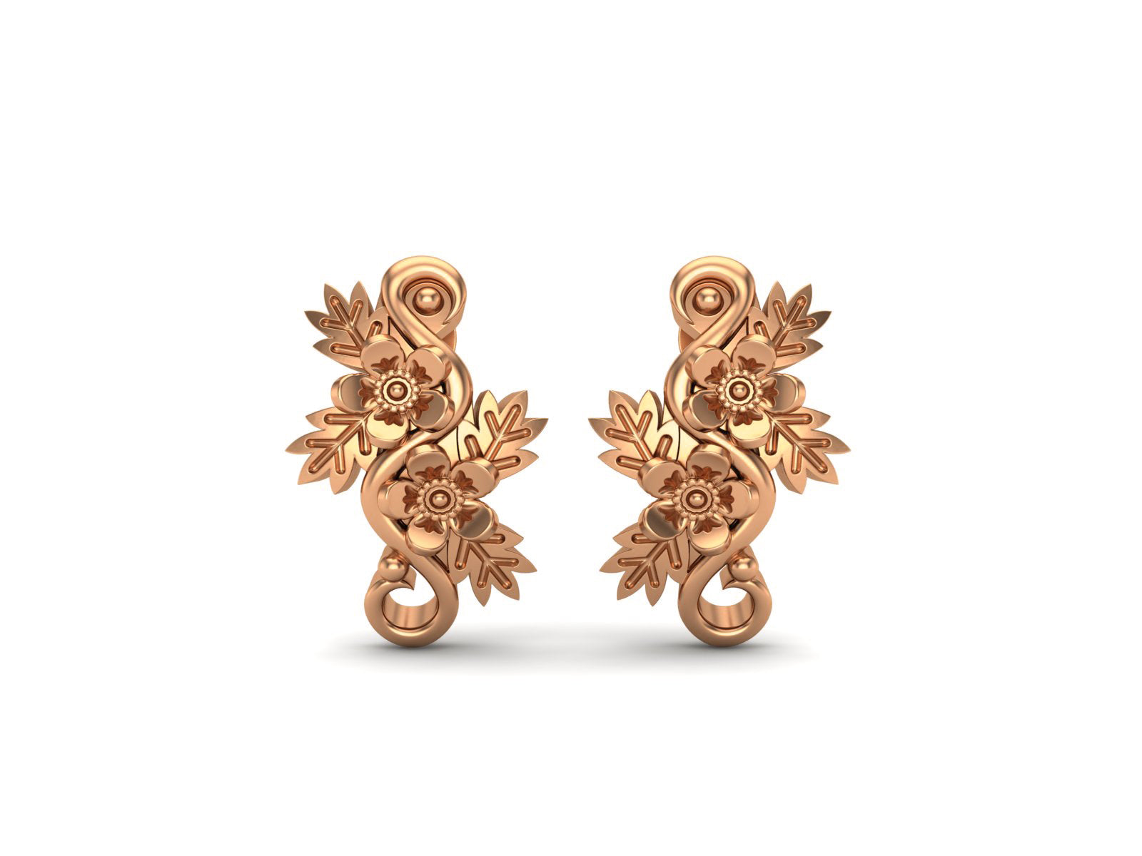 Floral Vine Silver Botanical Elegance Stud Earrings - Sterling Silver
