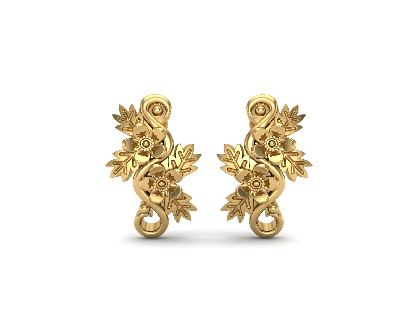 Floral Vine Silver Botanical Elegance Stud Earrings - Sterling Silver
