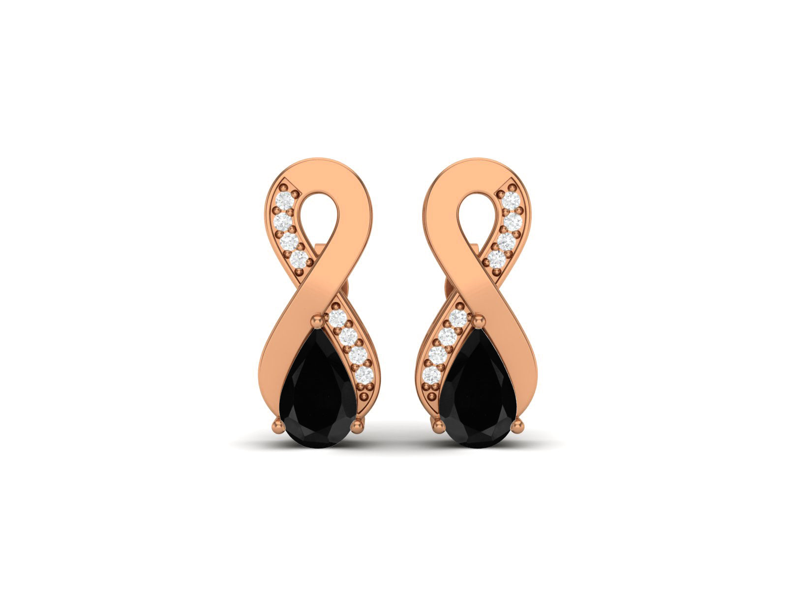 Black Spinel Infinity Drop Earrings - Sterling Silver