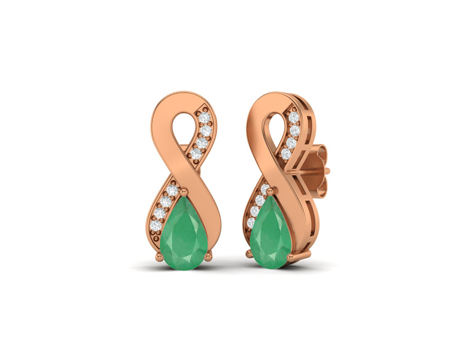 Emerald Infinity Drop Earrings - Sterling Silver