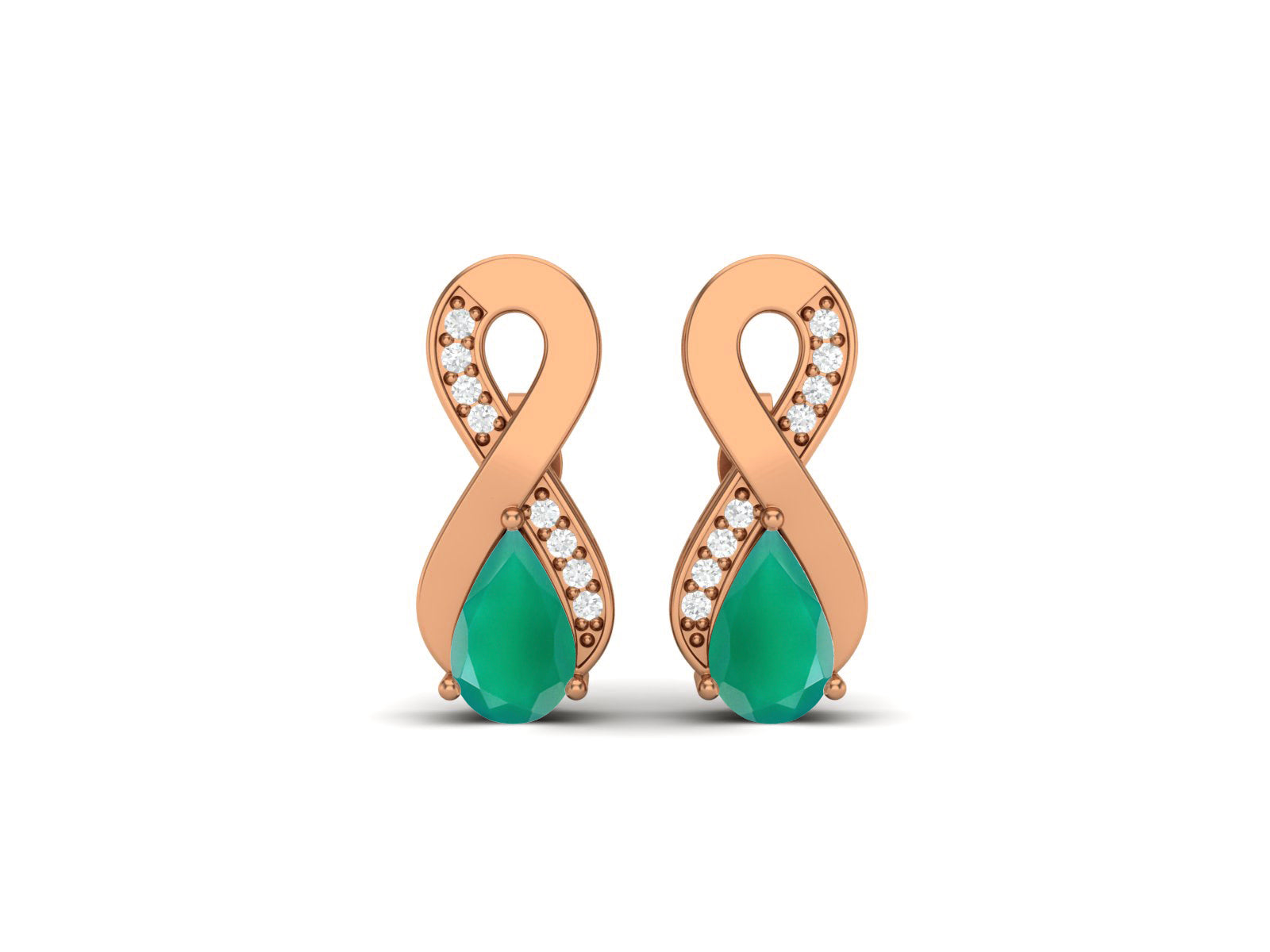 Green Onyx Infinity Drop Earrings - Sterling Silver