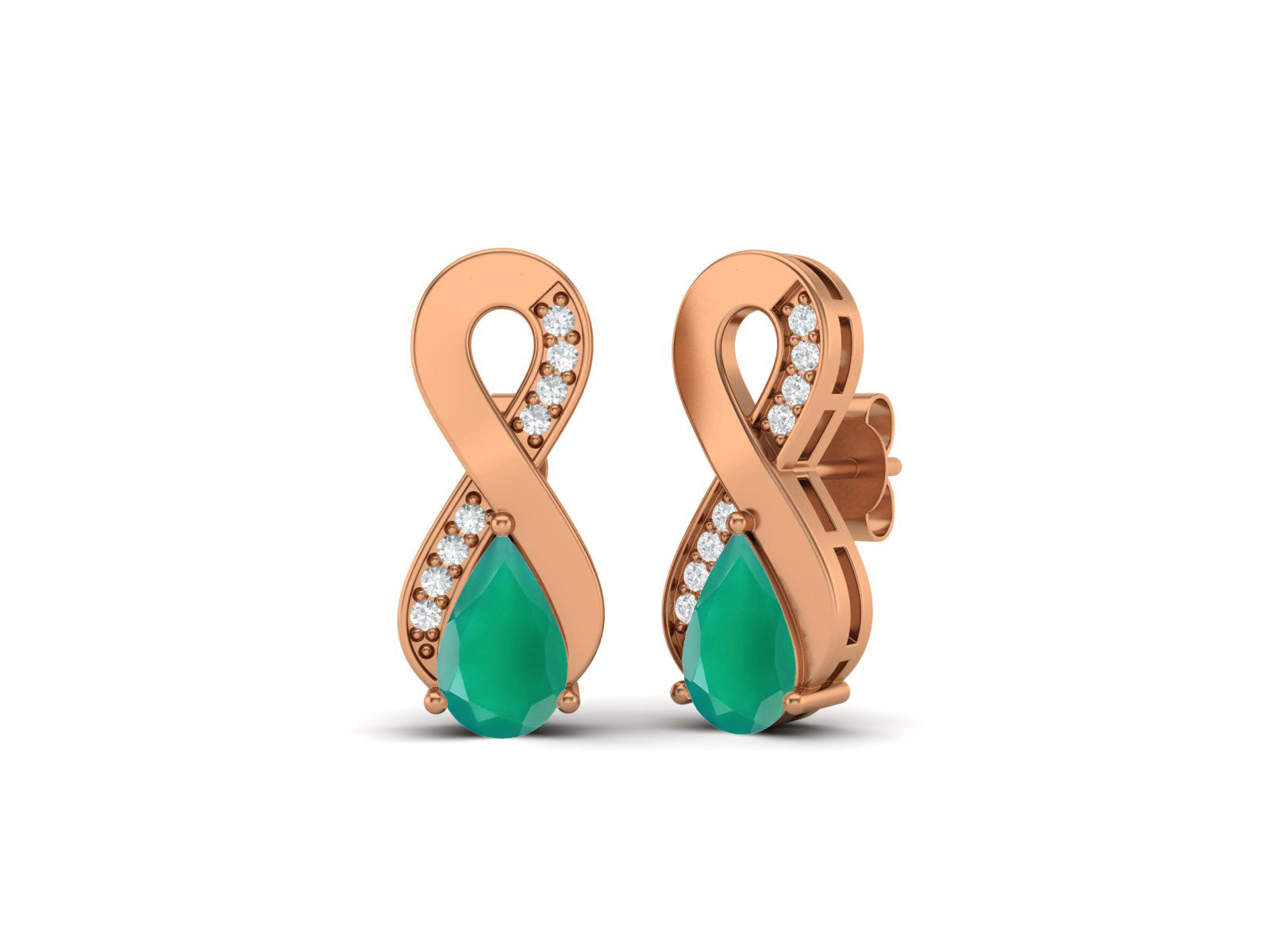 Green Onyx Infinity Drop Earrings - Sterling Silver