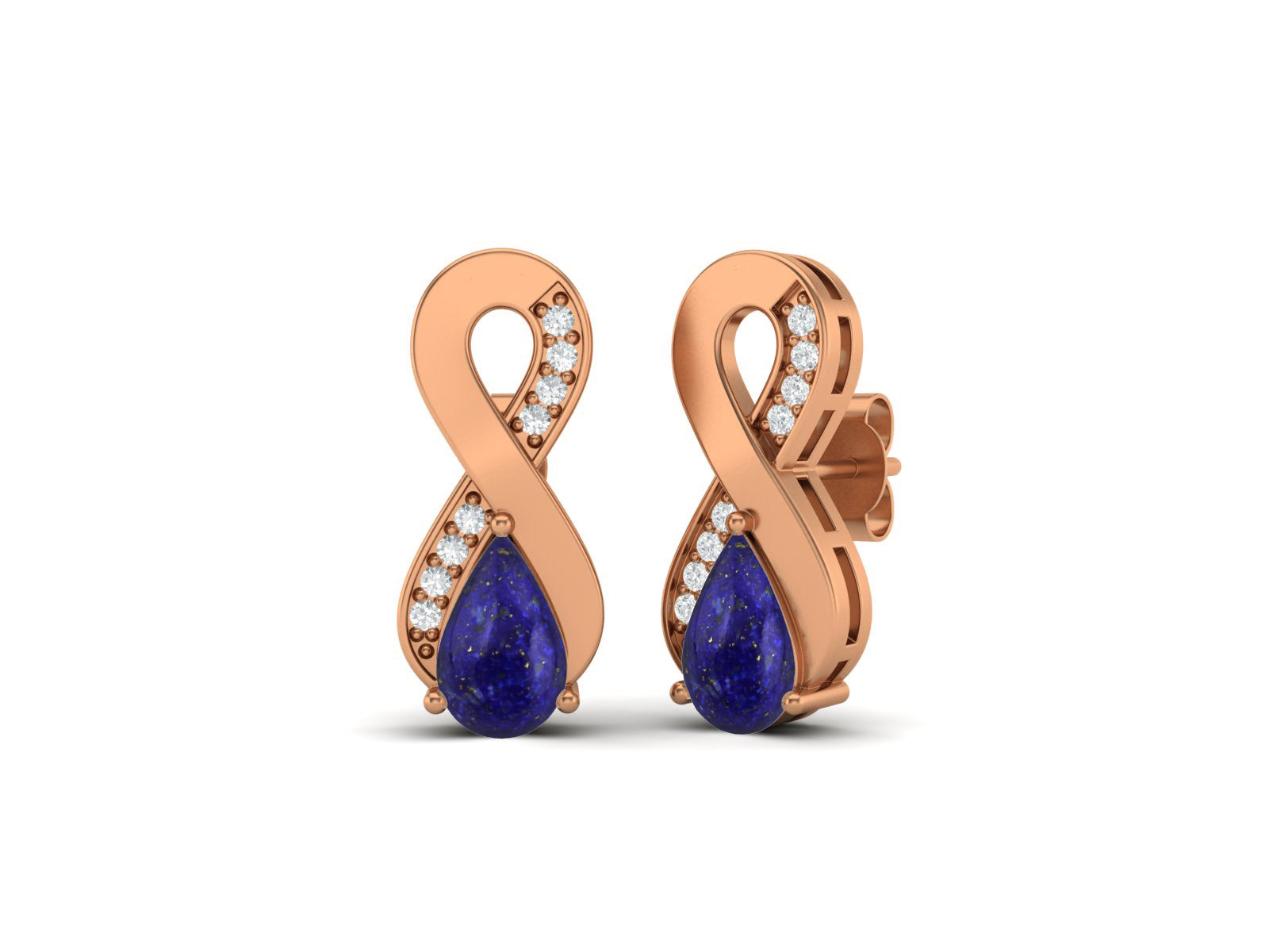 Lapis Infinity Drop Earrings - Sterling Silver