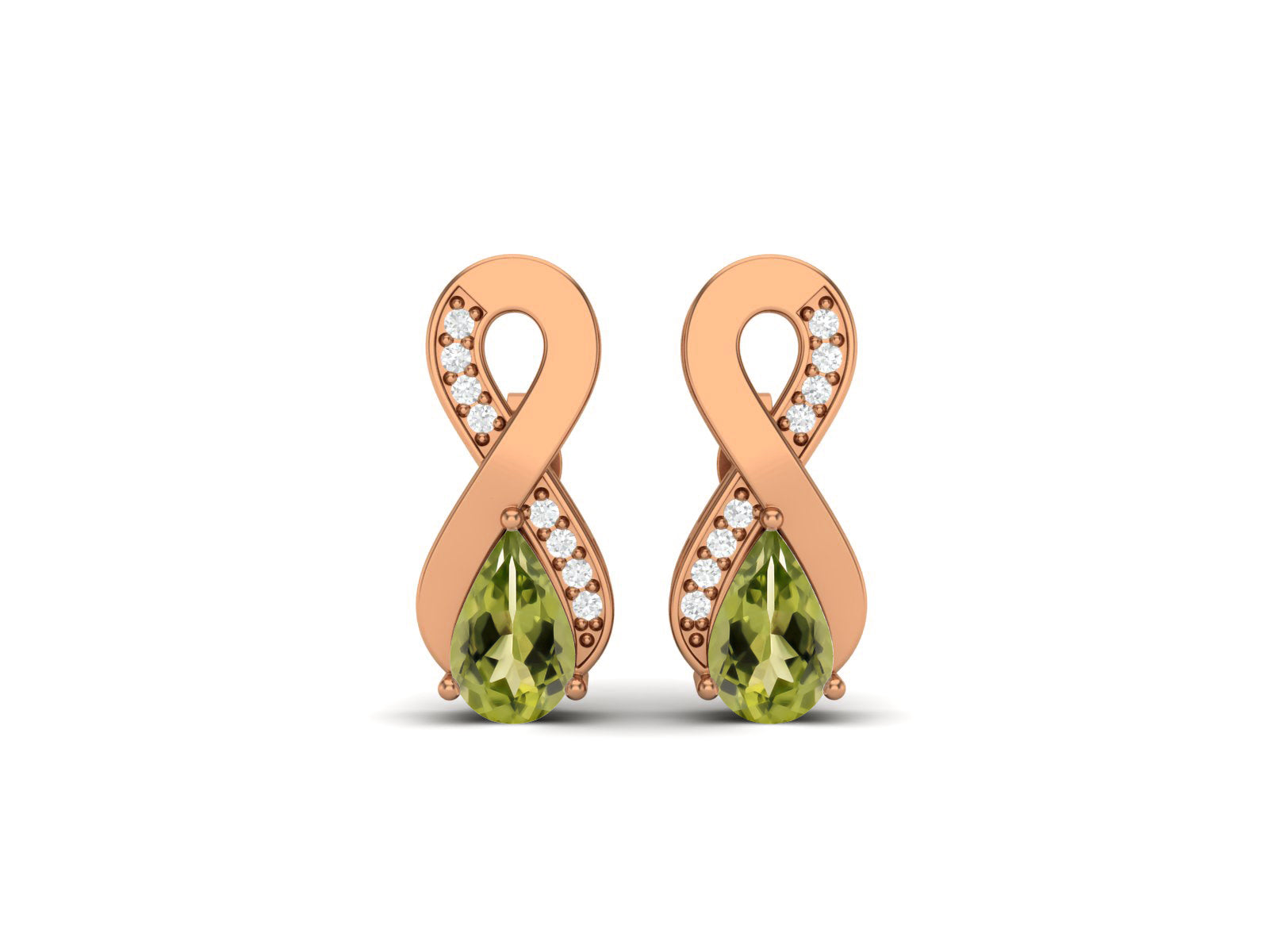 Infinity Peridot Drop Earrings - Sterling Silver
