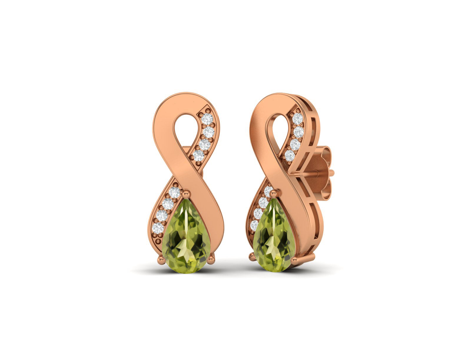 Infinity Peridot Drop Earrings - Sterling Silver