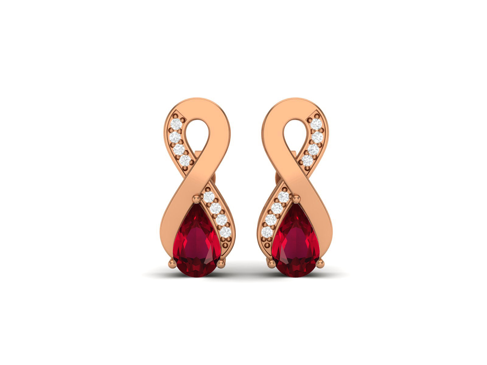 Ruby Infinity Drop White Accents Earrings – Sterling Silver