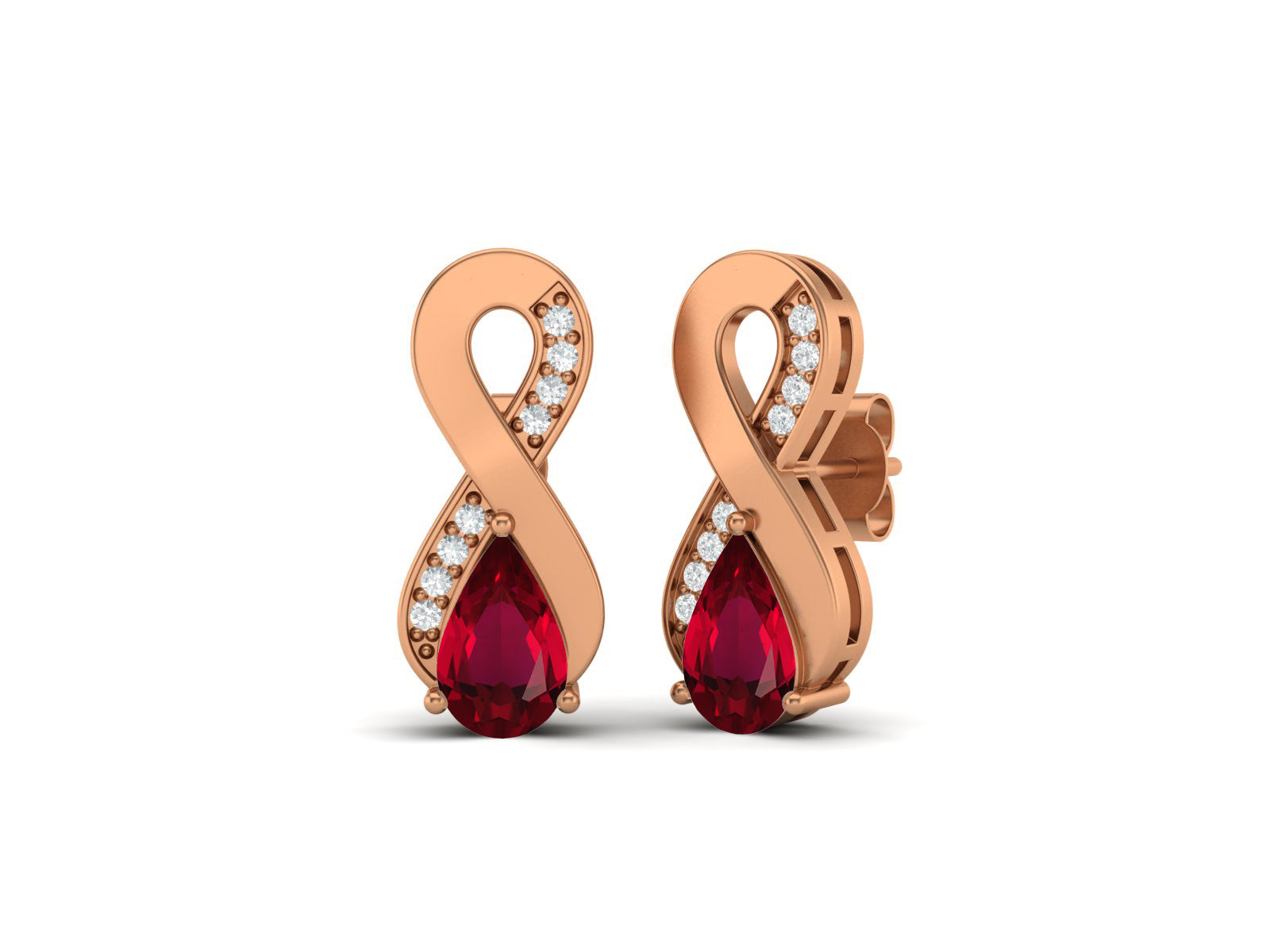 Ruby Infinity Drop White Accents Earrings – Sterling Silver