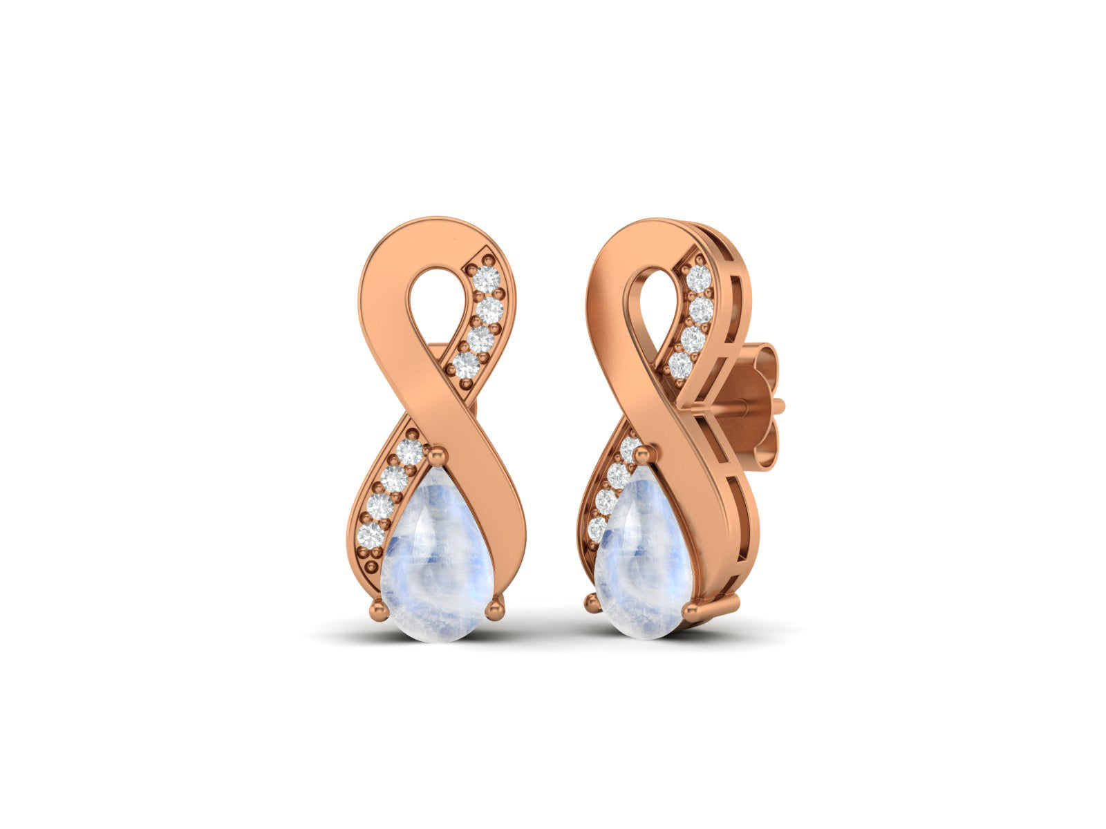 Infinity Moonstone Drop Earrings - Sterling Silver