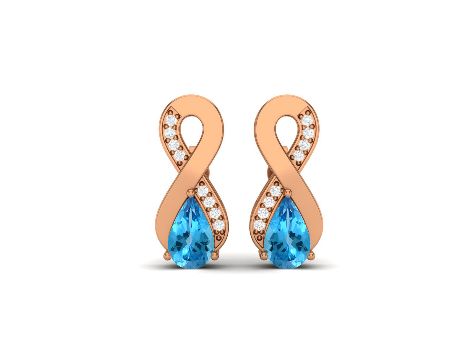 Infinity Swiss Blue Topaz Drop Earrings - Sterling Silver