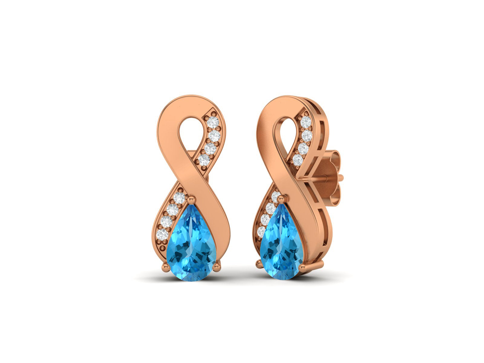 Infinity Swiss Blue Topaz Drop Earrings - Sterling Silver
