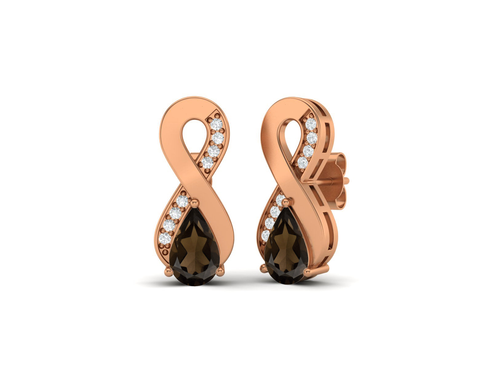 Infinity Smoky Quartz Drop Earrings - Sterling Silver