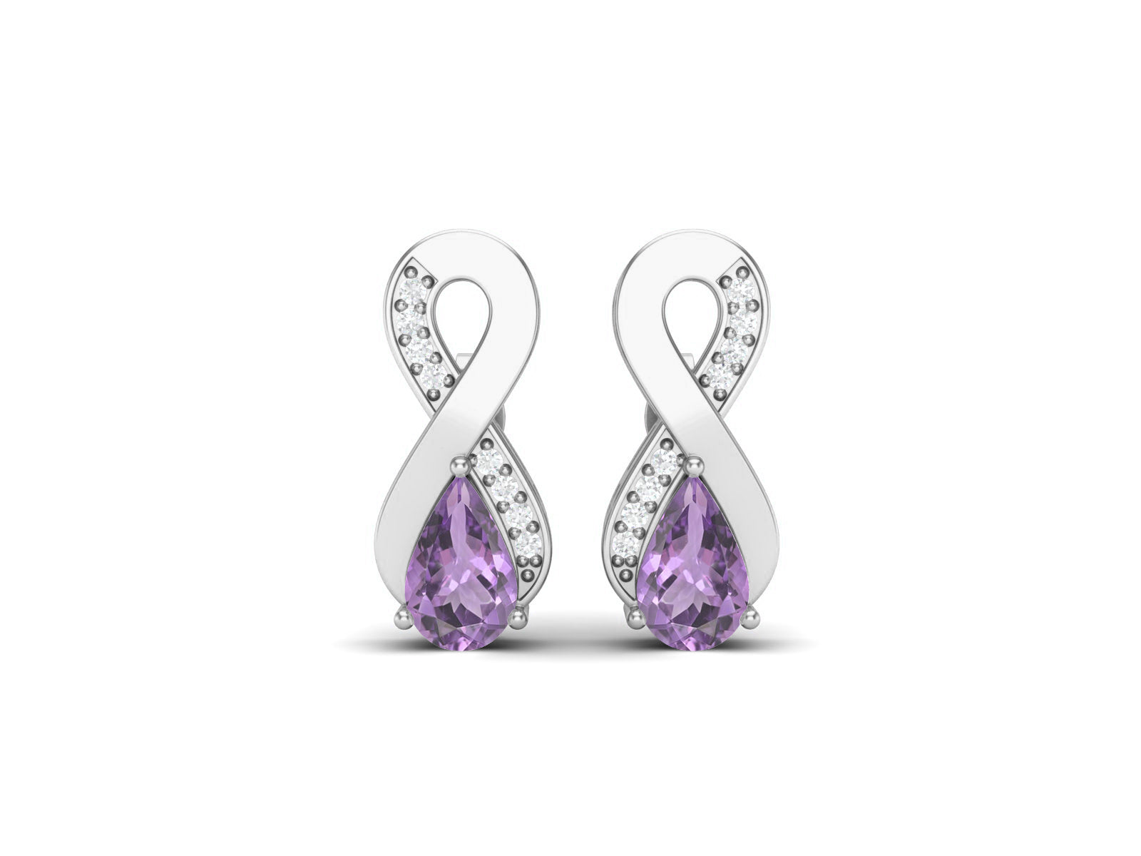 Amethyst Infinity Drop Earrings - Sterling Silver
