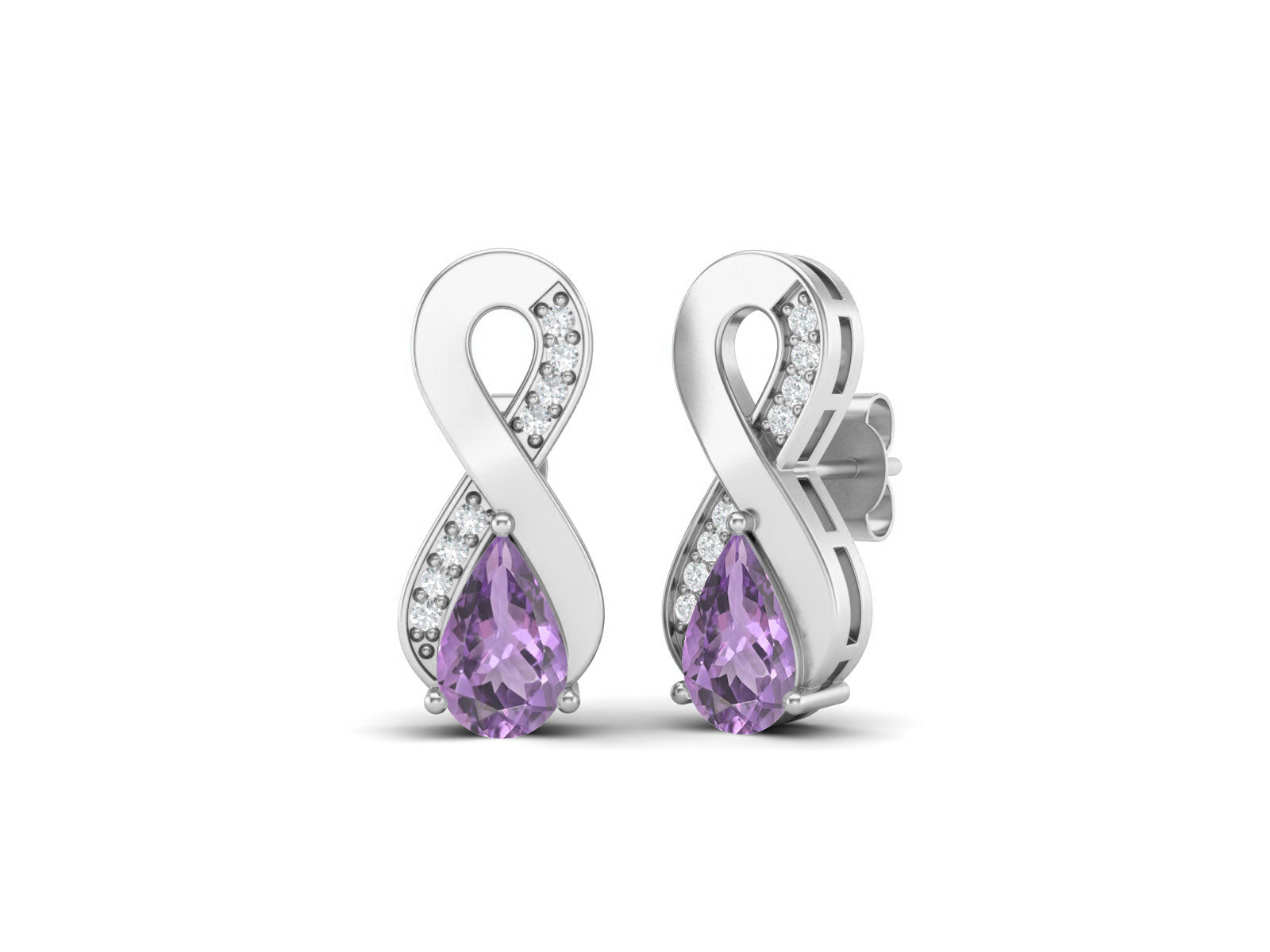 Amethyst Infinity Drop Earrings - Sterling Silver