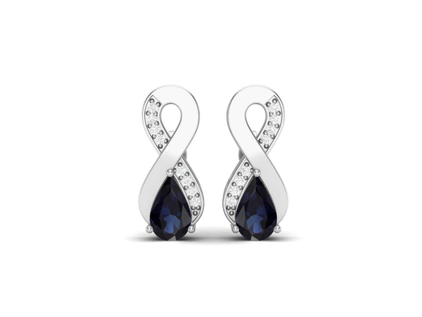 Blue Sapphire Infinity Drop Earrings - Sterling Silver