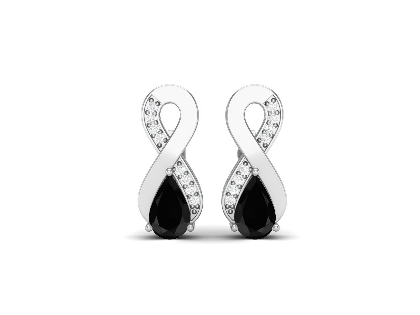 Black Spinel Infinity Drop Earrings - Sterling Silver