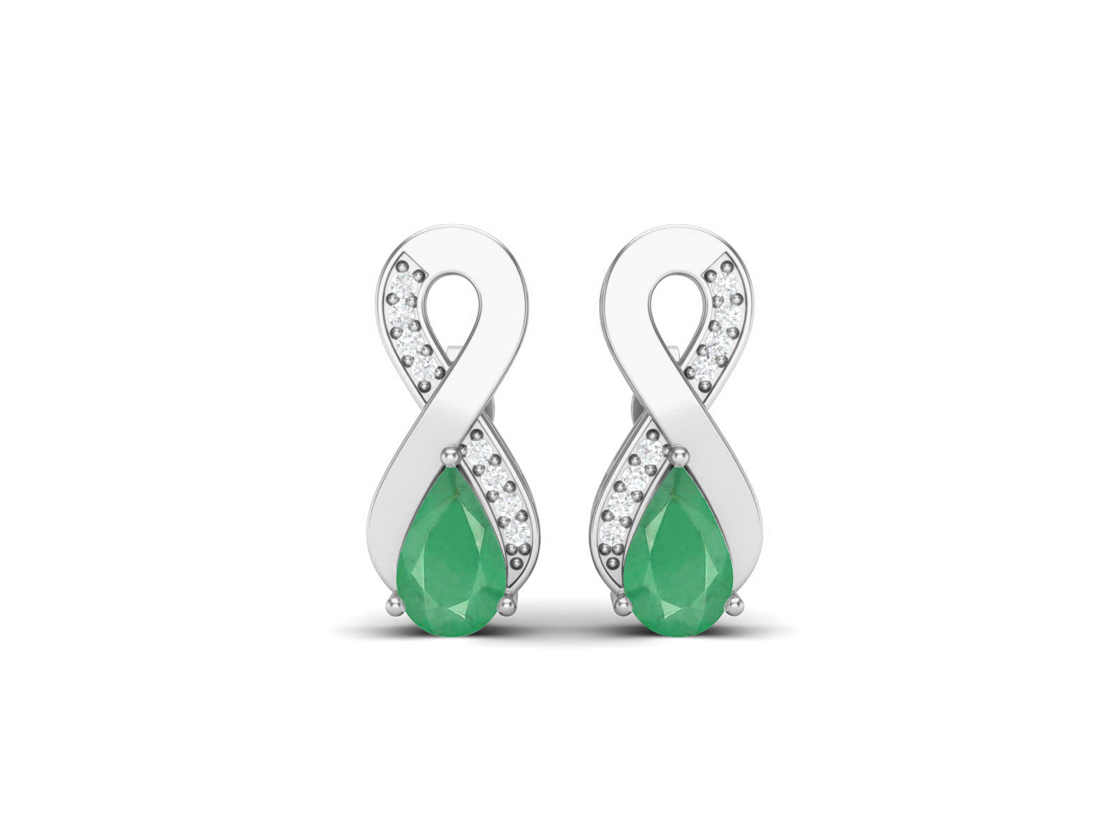 Emerald Infinity Drop Earrings - Sterling Silver