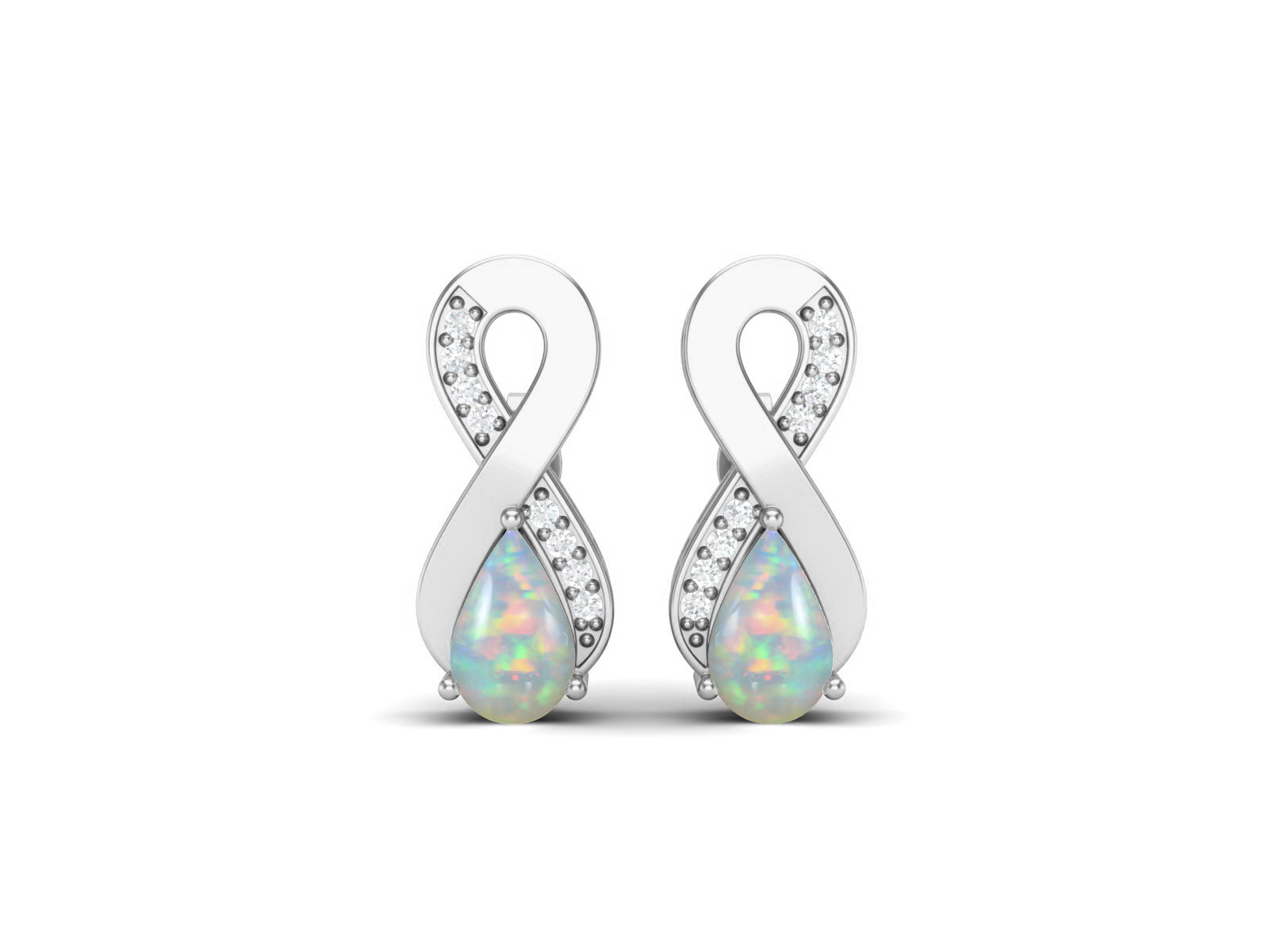 Opal Infinity Drop Earrings - Sterling Silver