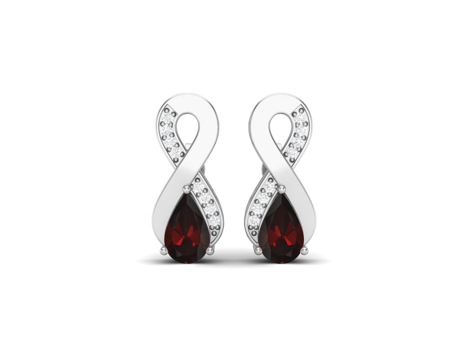 Garnet Infinity Drop Earrings - Sterling Silver