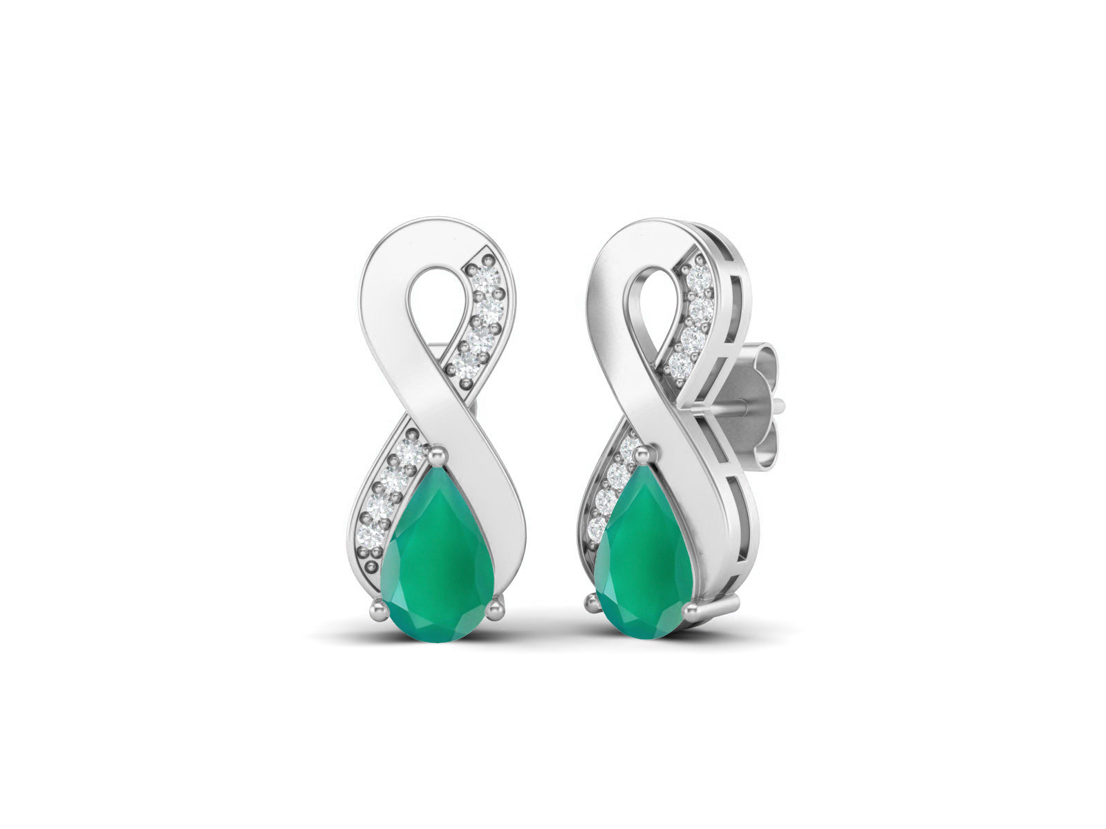 Green Onyx Infinity Drop Earrings - Sterling Silver