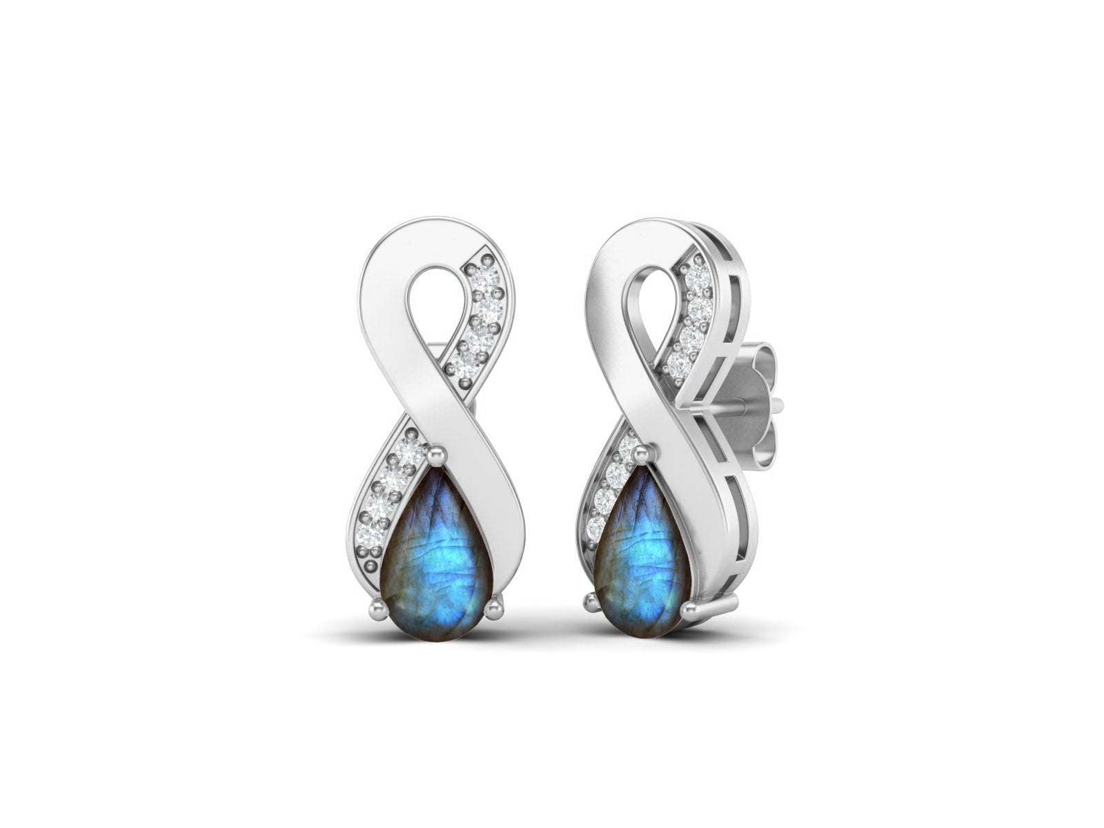 Labradorite Infinity Drop Earrings - Sterling Silver