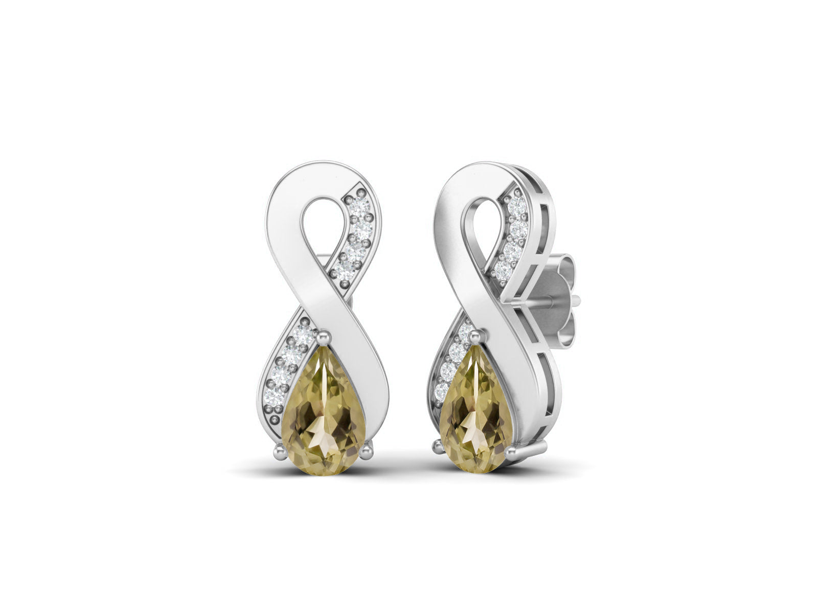 Lemon Quartz Infinity Drop Earrings - Sterling Silver