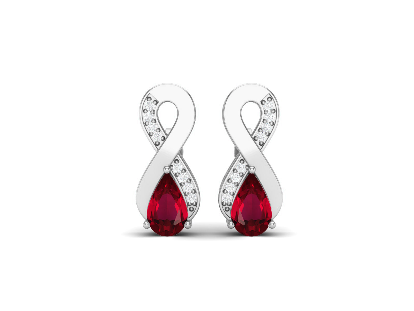 Ruby Infinity Drop White Accents Earrings – Sterling Silver