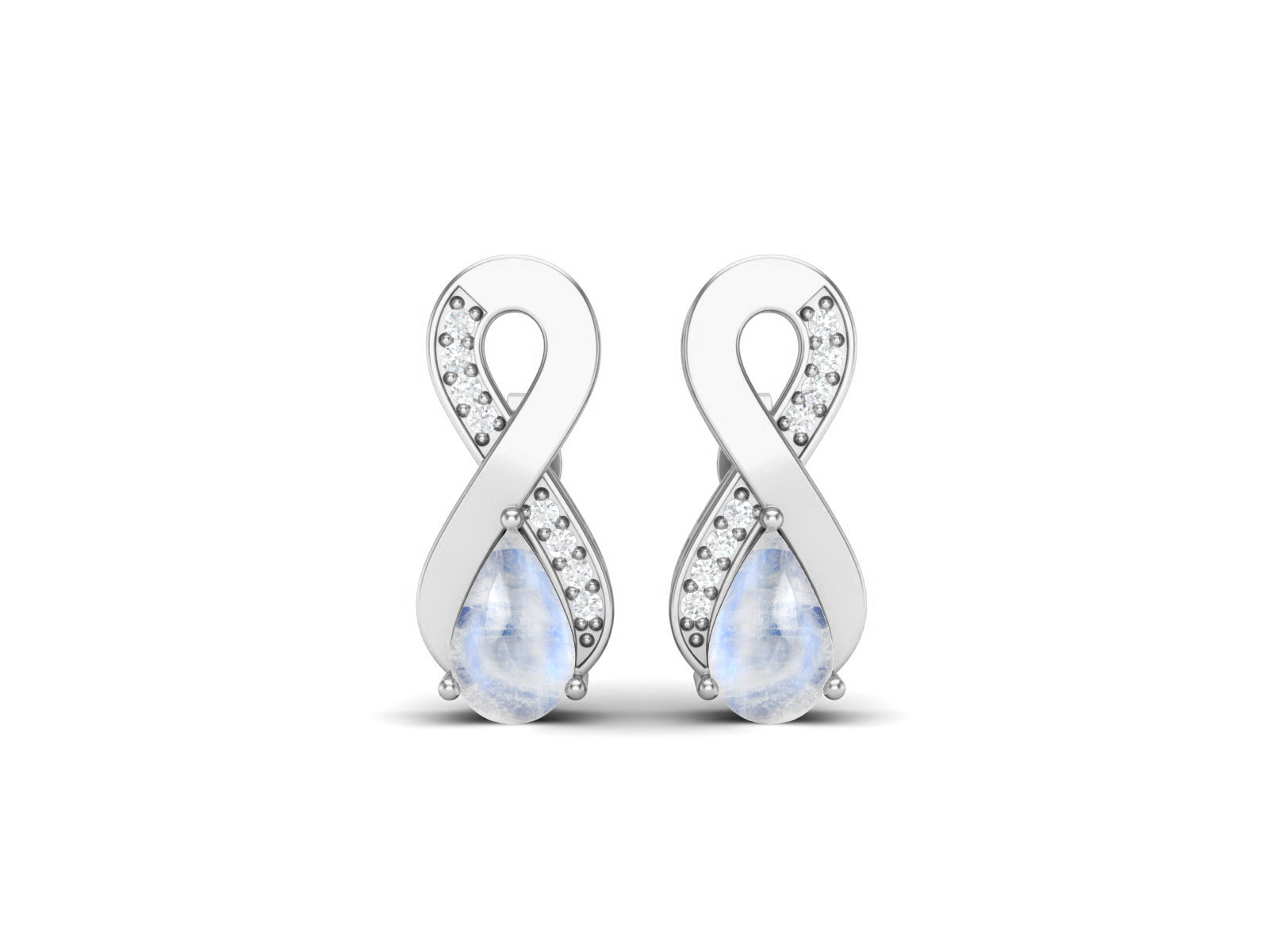 Infinity Moonstone Drop Earrings - Sterling Silver