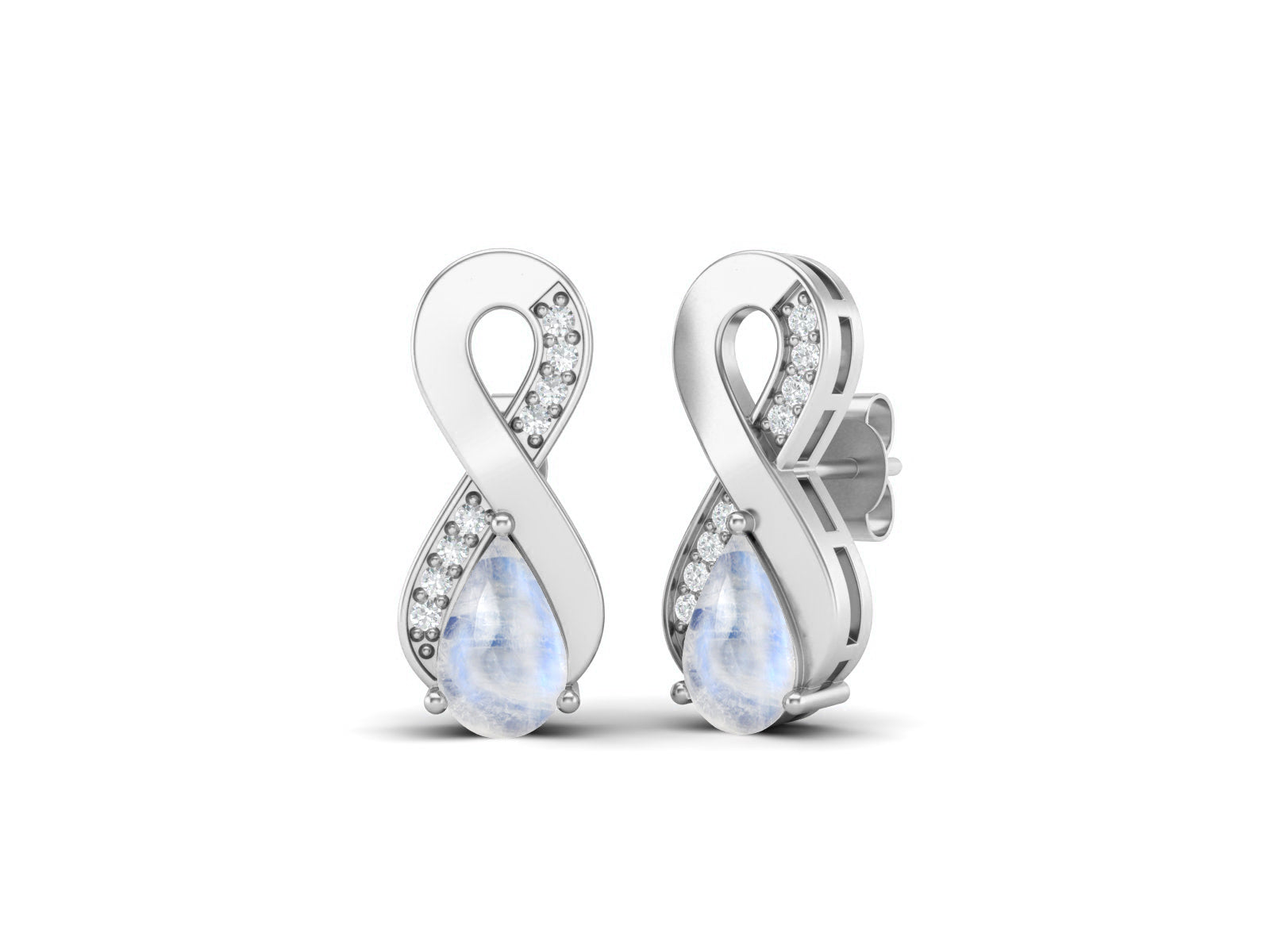 Infinity Moonstone Drop Earrings - Sterling Silver