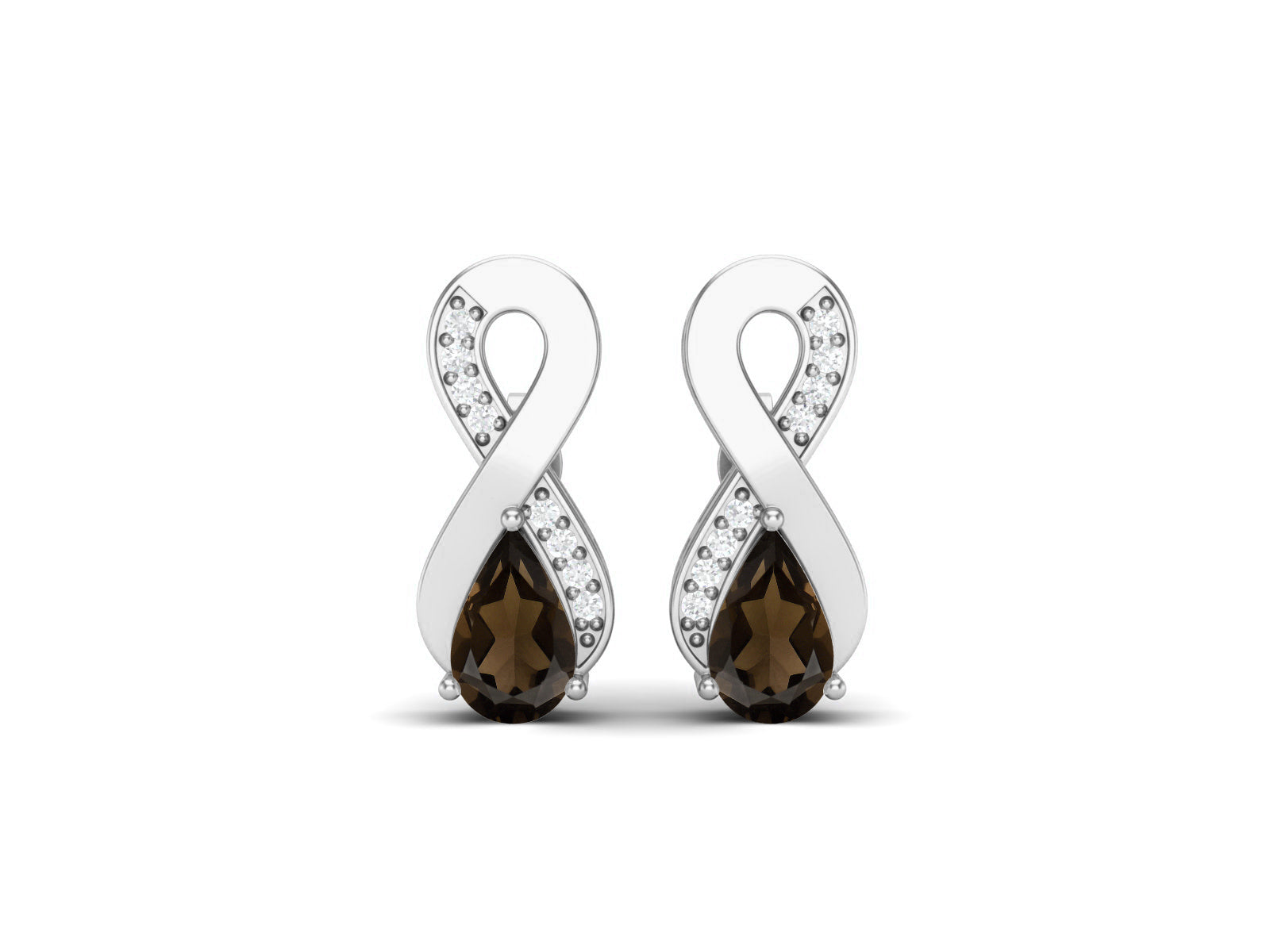 Infinity Smoky Quartz Drop Earrings - Sterling Silver