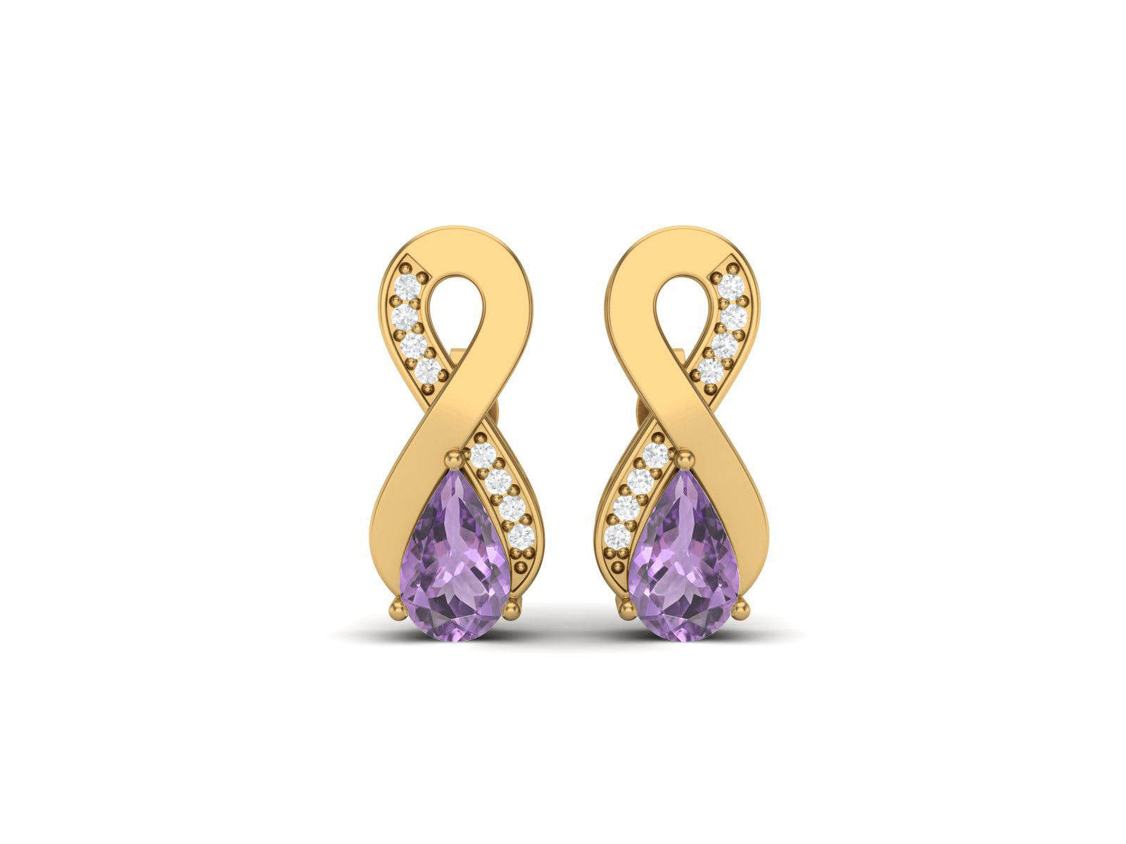 Amethyst Infinity Drop Earrings - Sterling Silver