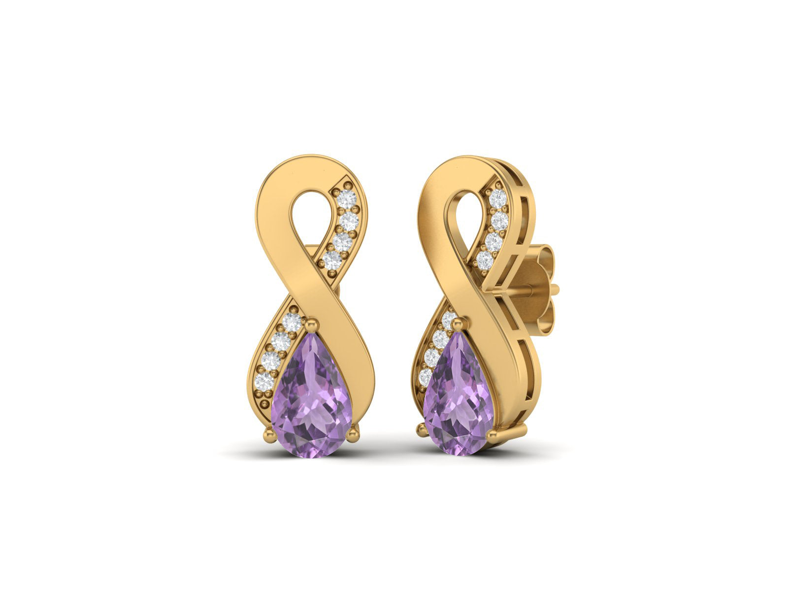 Amethyst Infinity Drop Earrings - Sterling Silver