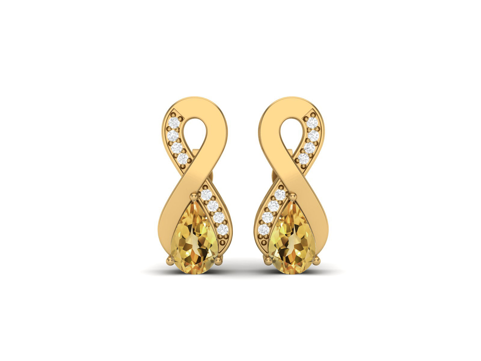 Citrine Infinity Drop Earrings - Sterling Silver