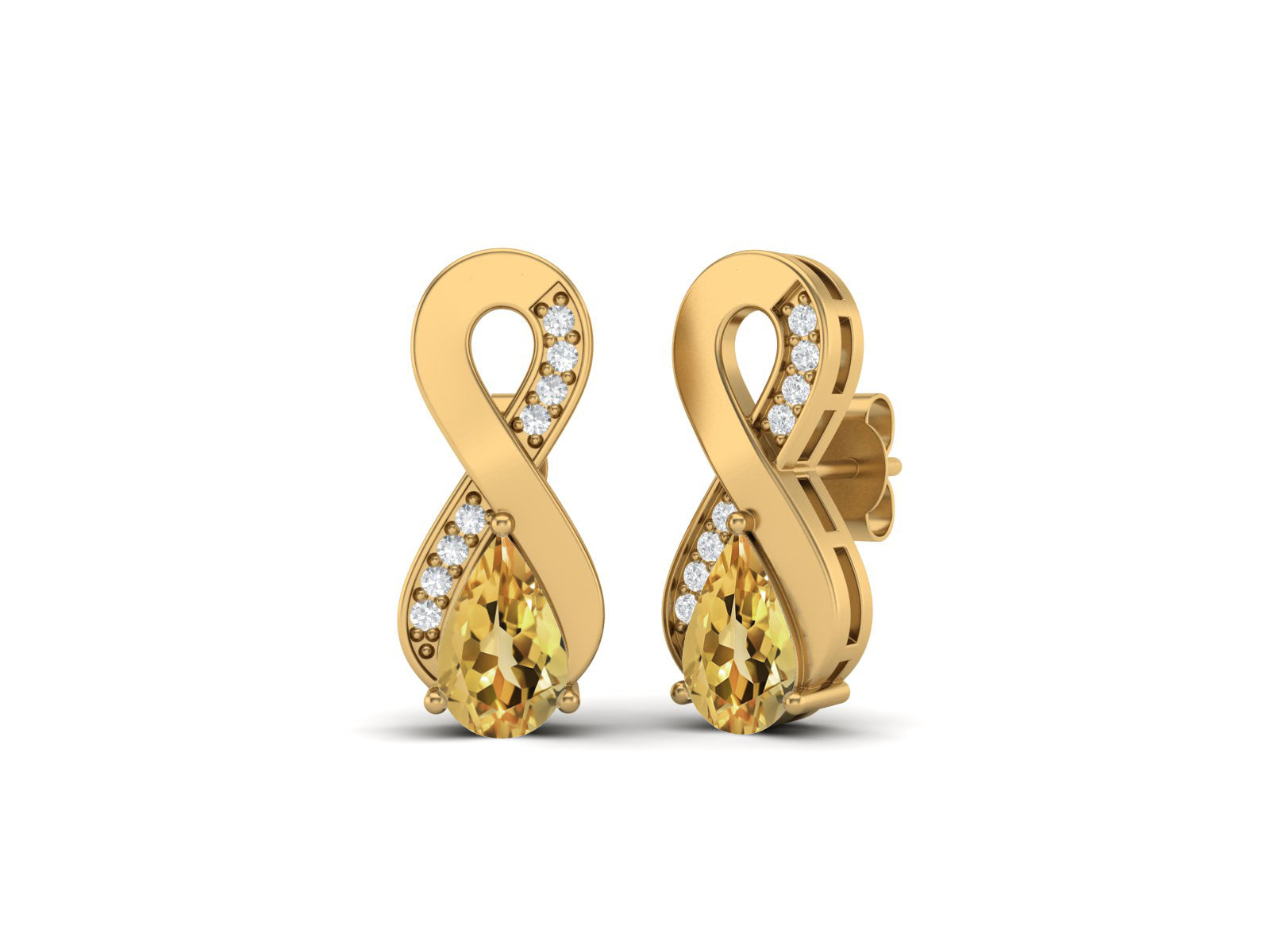 Citrine Infinity Drop Earrings - Sterling Silver
