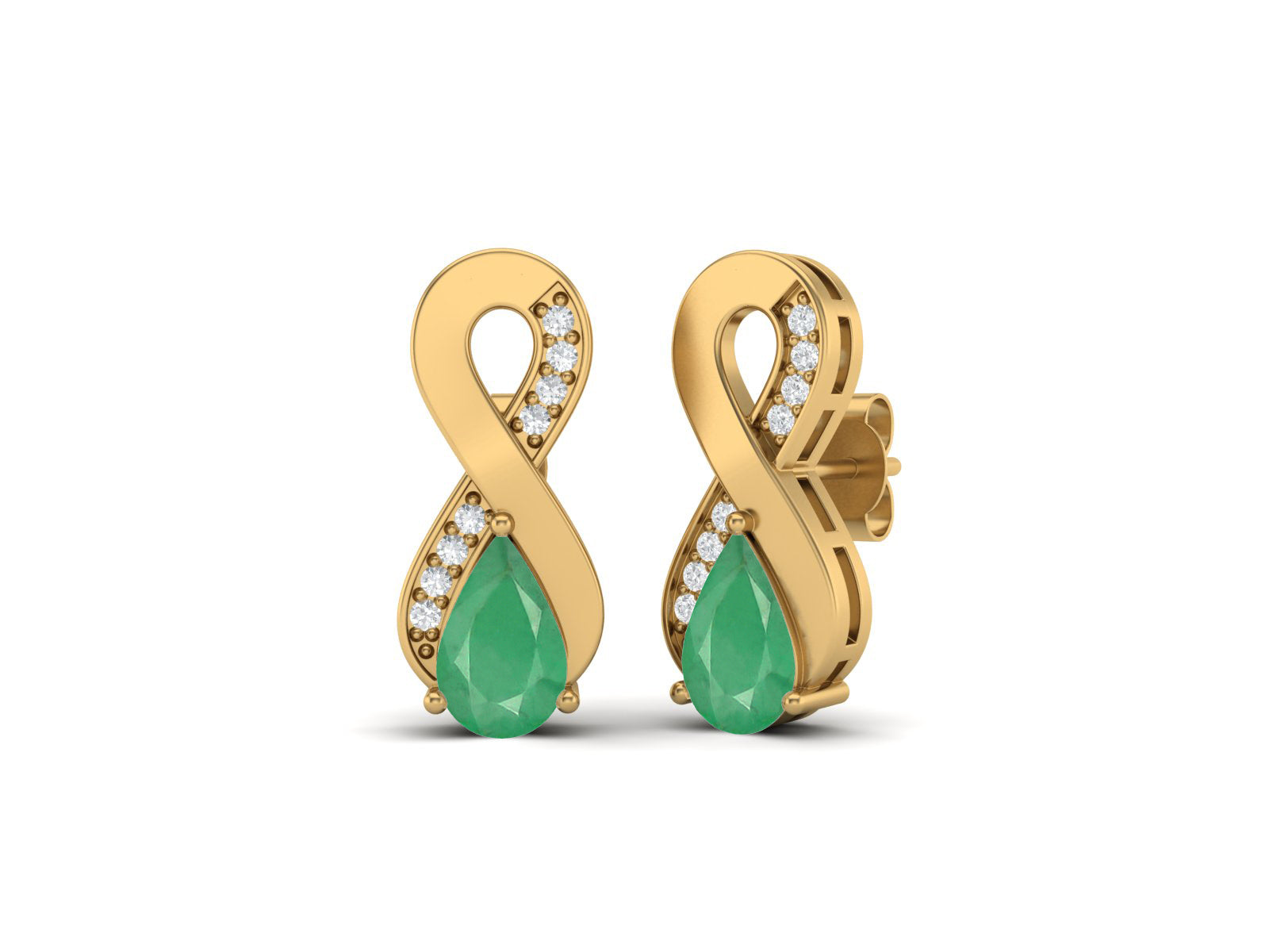 Emerald Infinity Drop Earrings - Sterling Silver