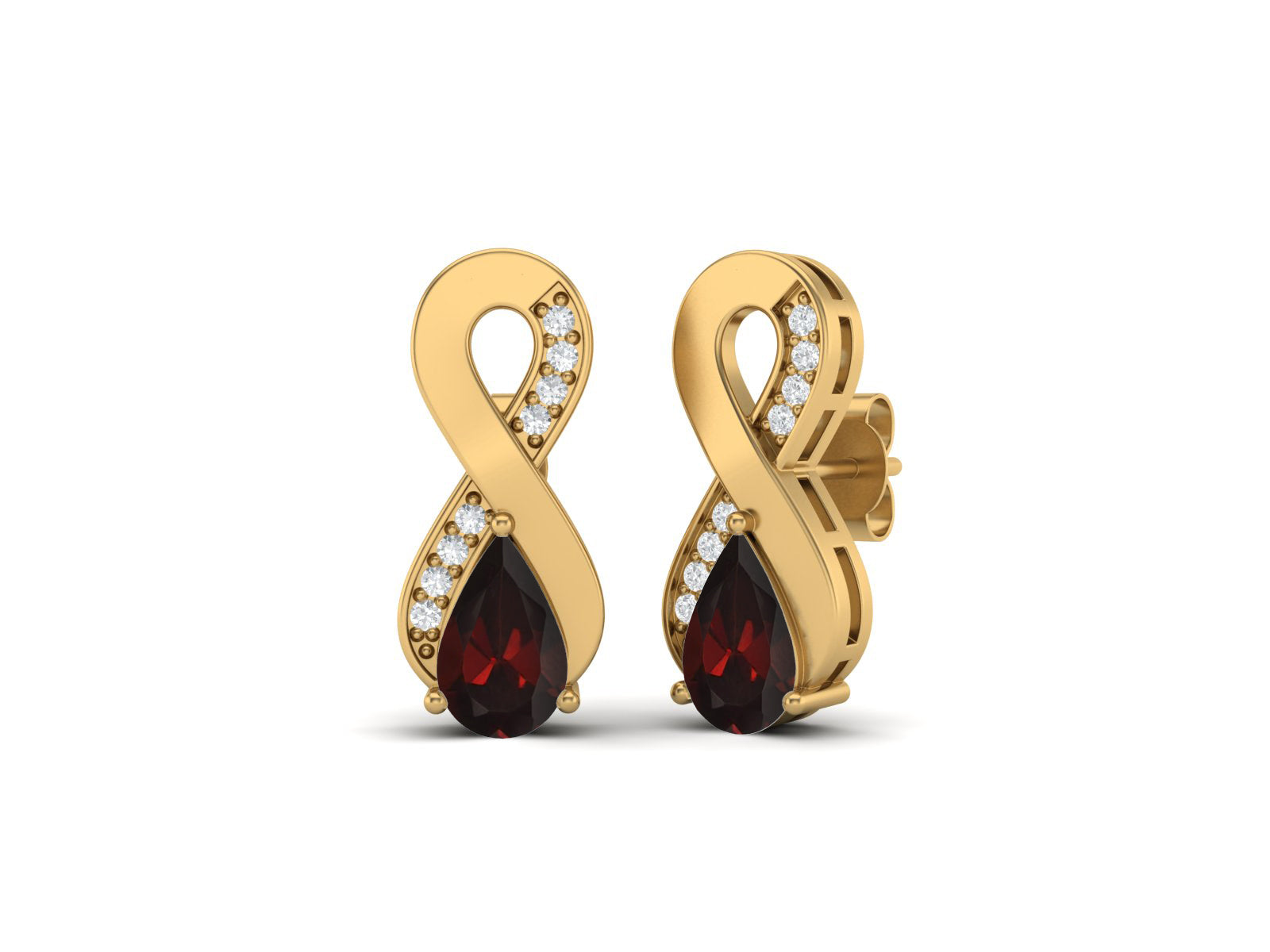 Garnet Infinity Drop Earrings - Sterling Silver